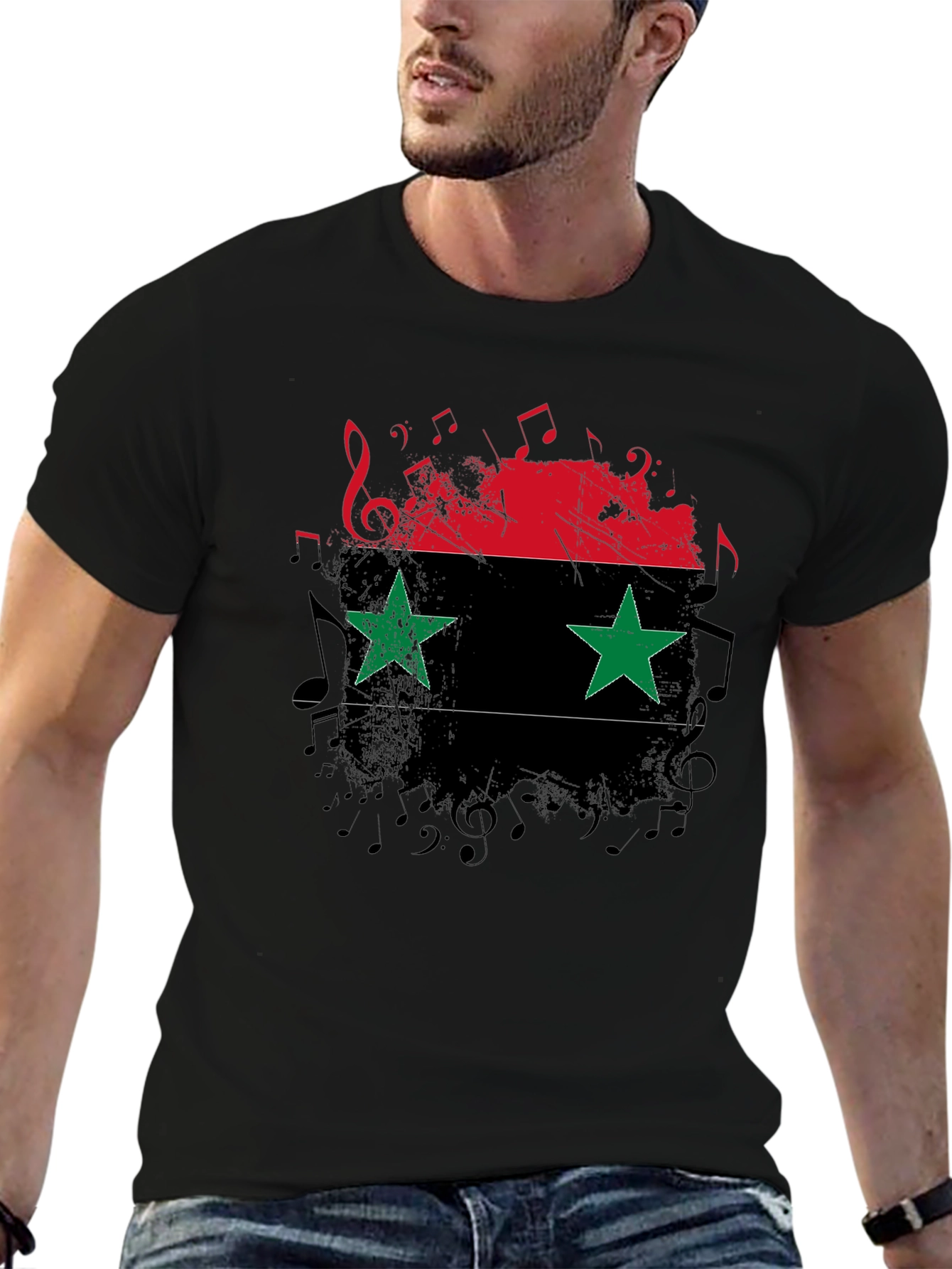Syria Flag Music Note T-Shirt - Patriotic Graphic Tee