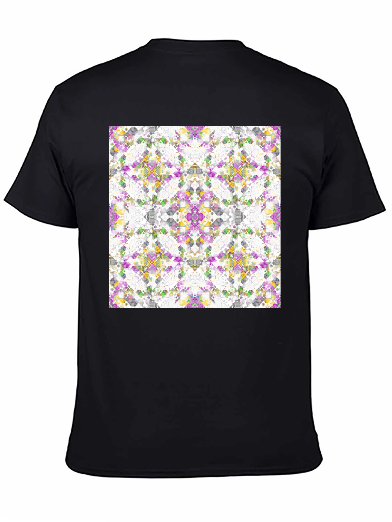 Kaleidoscope Mosaic Print Black T-Shirt