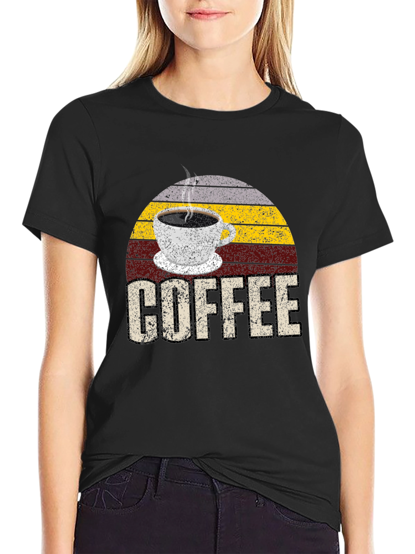 Retro Coffee Graphic T-Shirt - Black