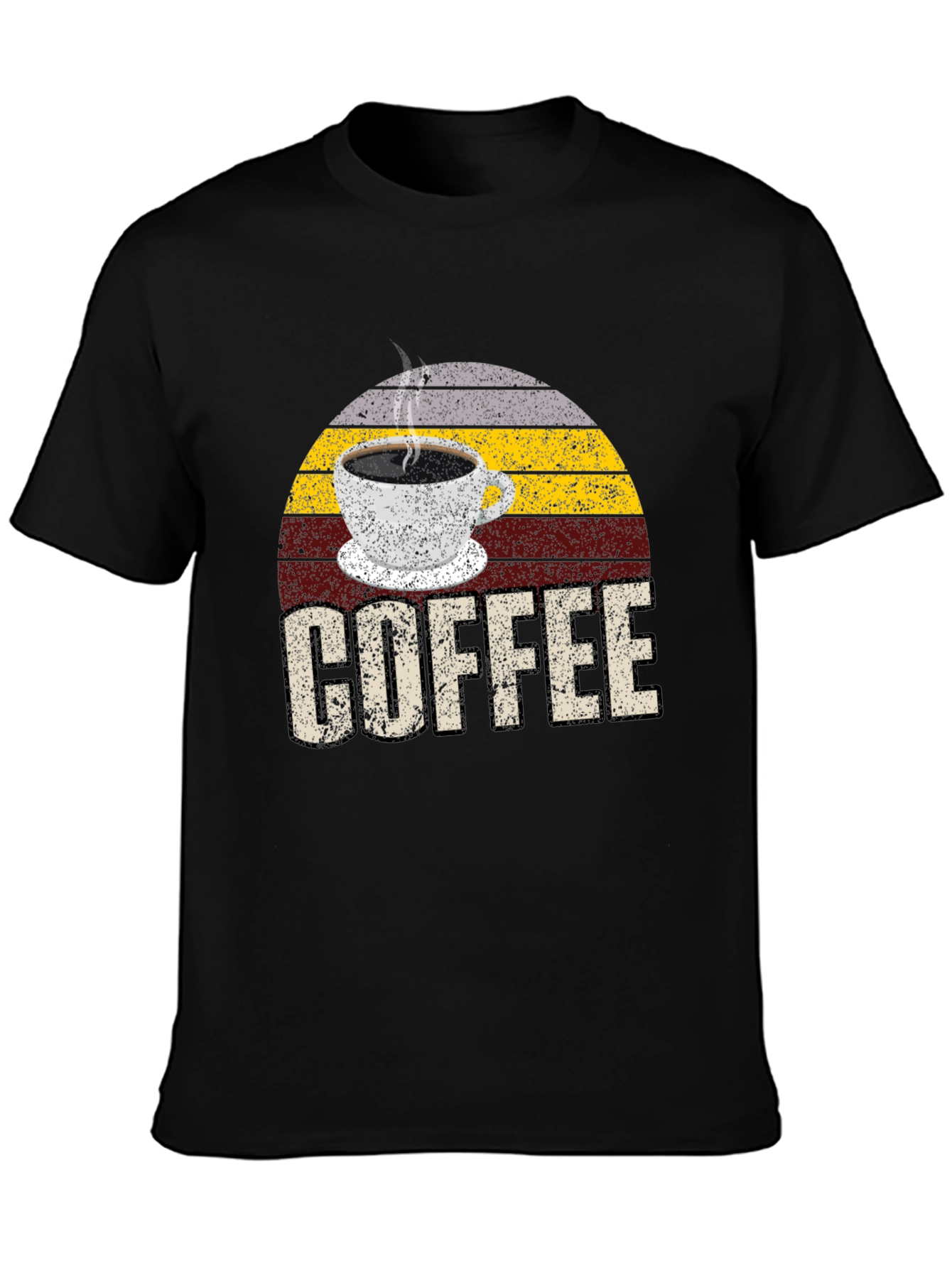 Retro Coffee Graphic T-Shirt - Black