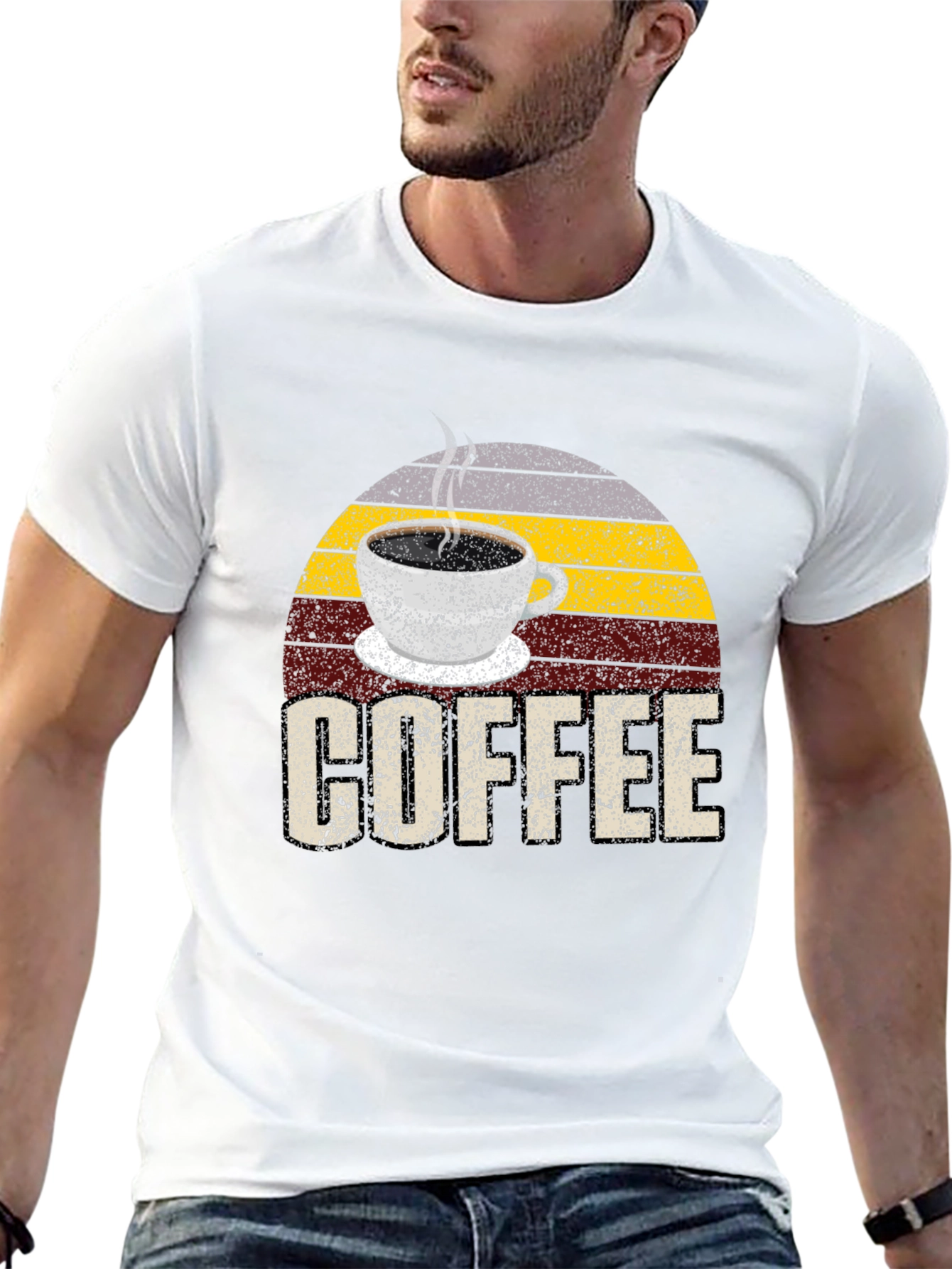 Retro Coffee Graphic T-Shirt - Black