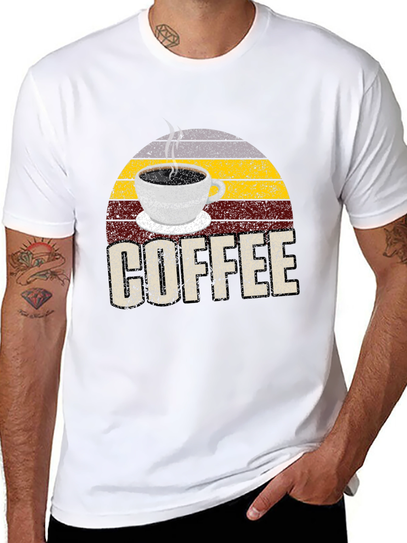 Retro Coffee Graphic T-Shirt - Black