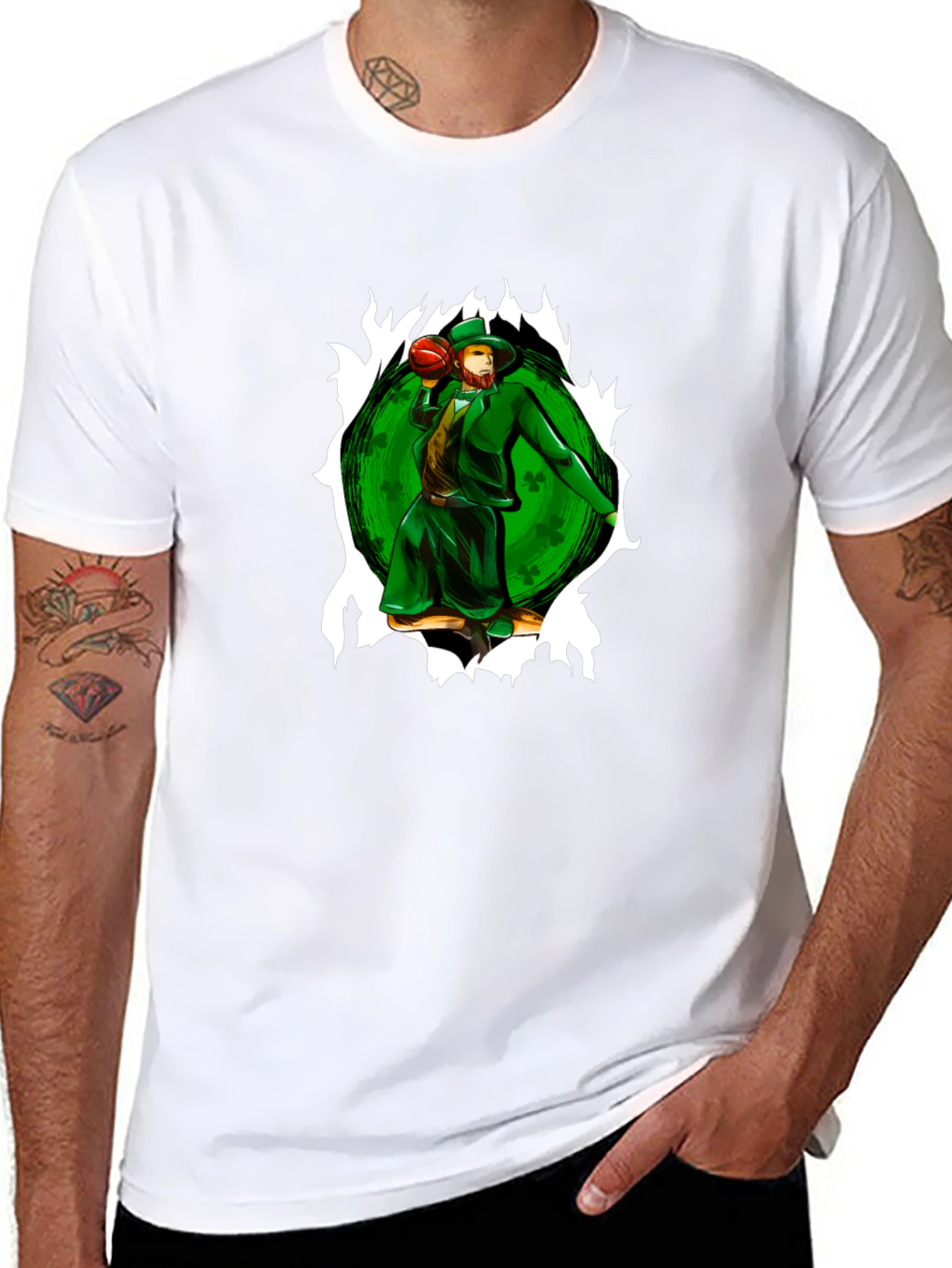St. Patricks Day Leprechaun Basketball T-Shirt