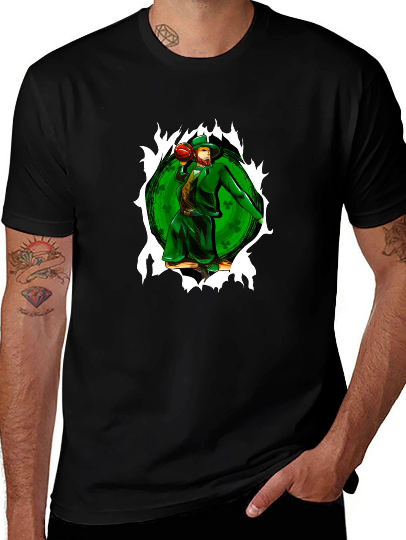 St. Patricks Day Leprechaun Basketball T-Shirt