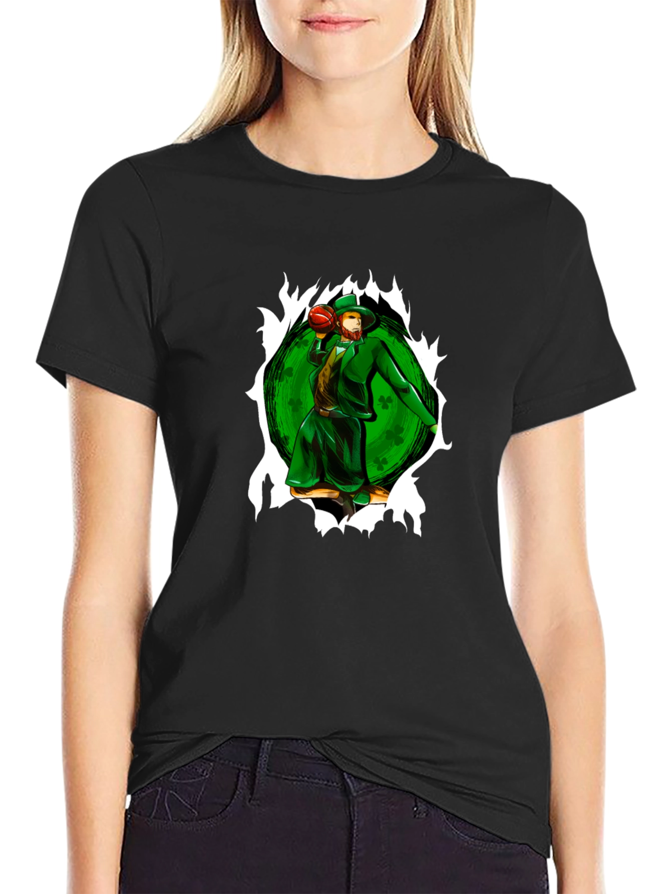 St. Patricks Day Leprechaun Basketball T-Shirt