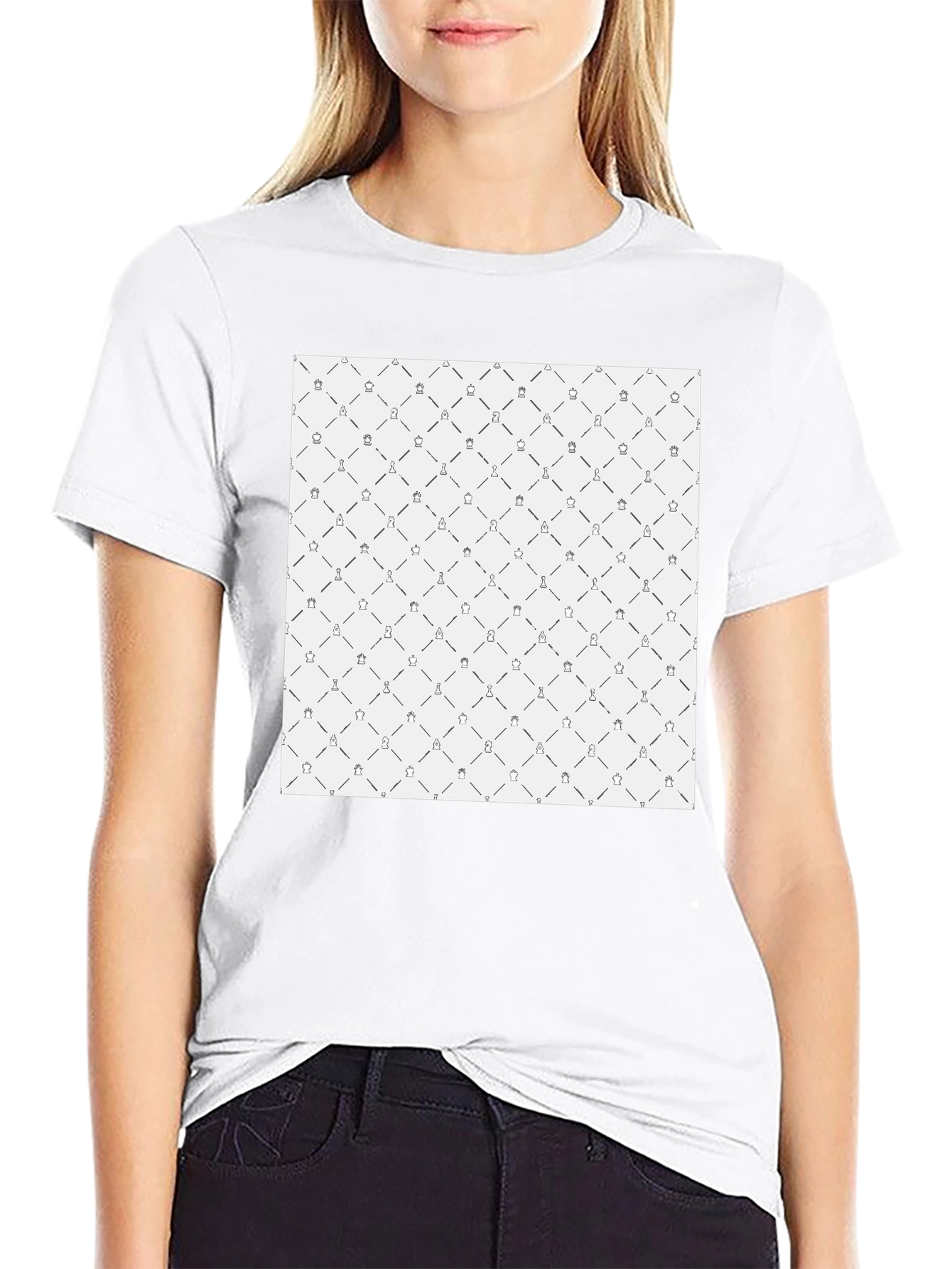 Chess Pattern Black T-Shirt