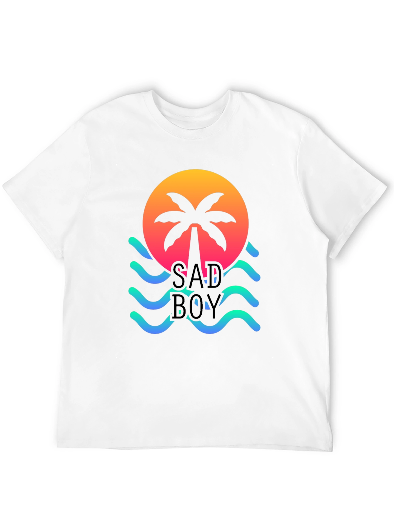 Sad Boy Graphic Tee - Sunset Palm Wave Design