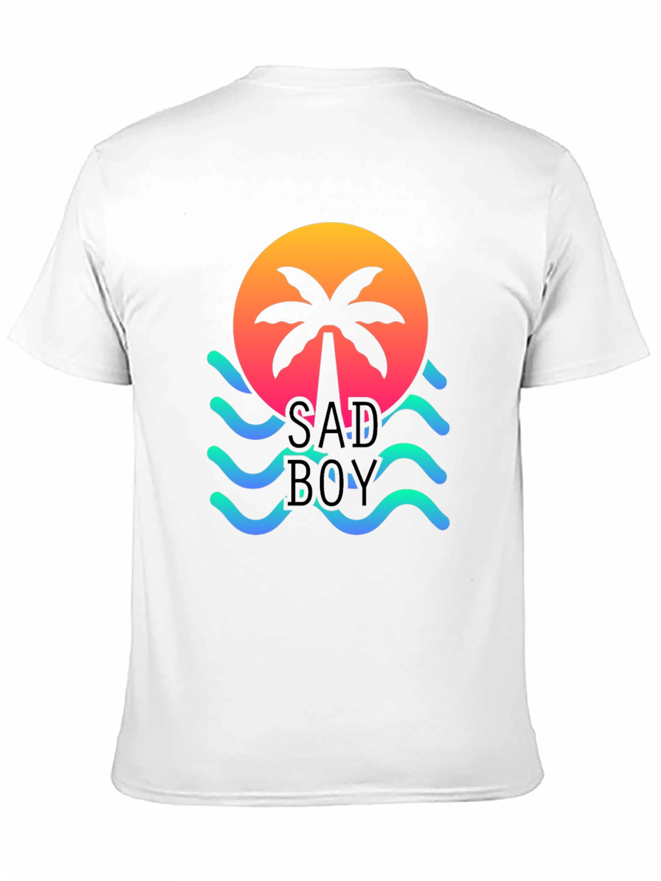 Sad Boy Graphic Tee - Sunset Palm Wave Design