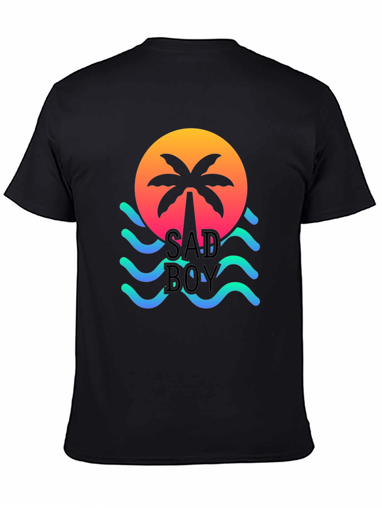 Sad Boy Graphic Tee - Sunset Palm Wave Design