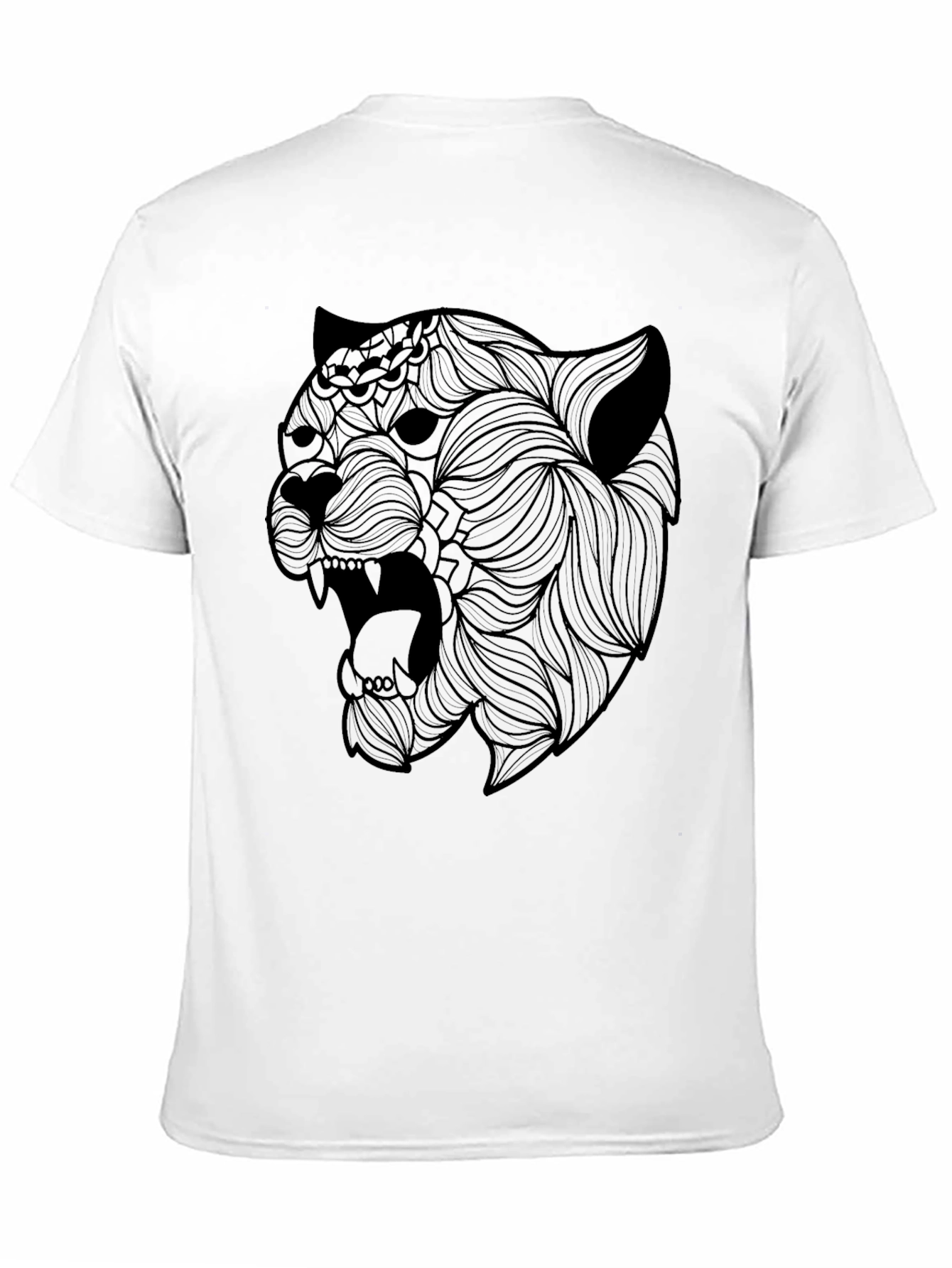 Black T-Shirt with Artistic Panther Graphic