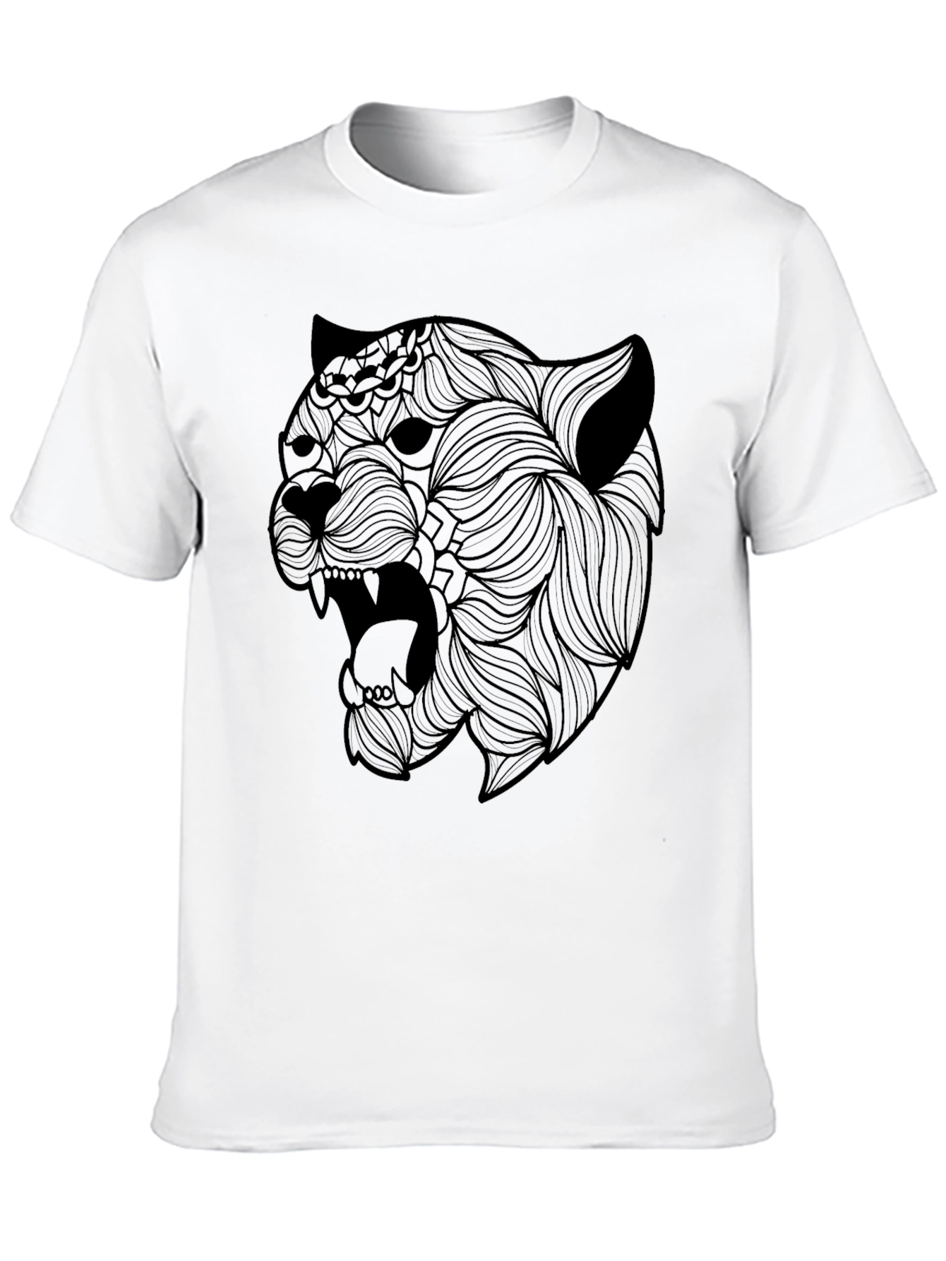 Black T-Shirt with Artistic Panther Graphic