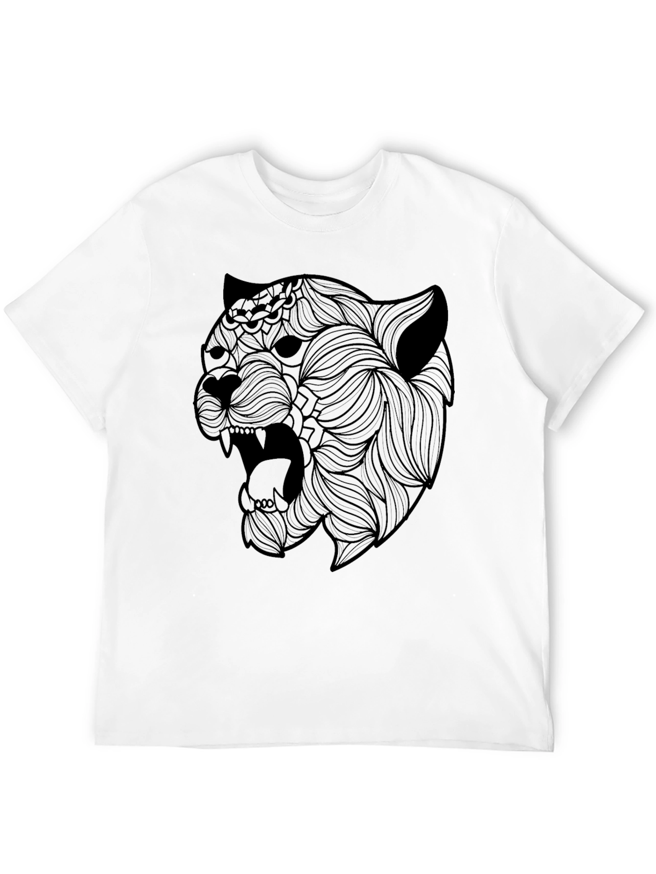 Black T-Shirt with Artistic Panther Graphic