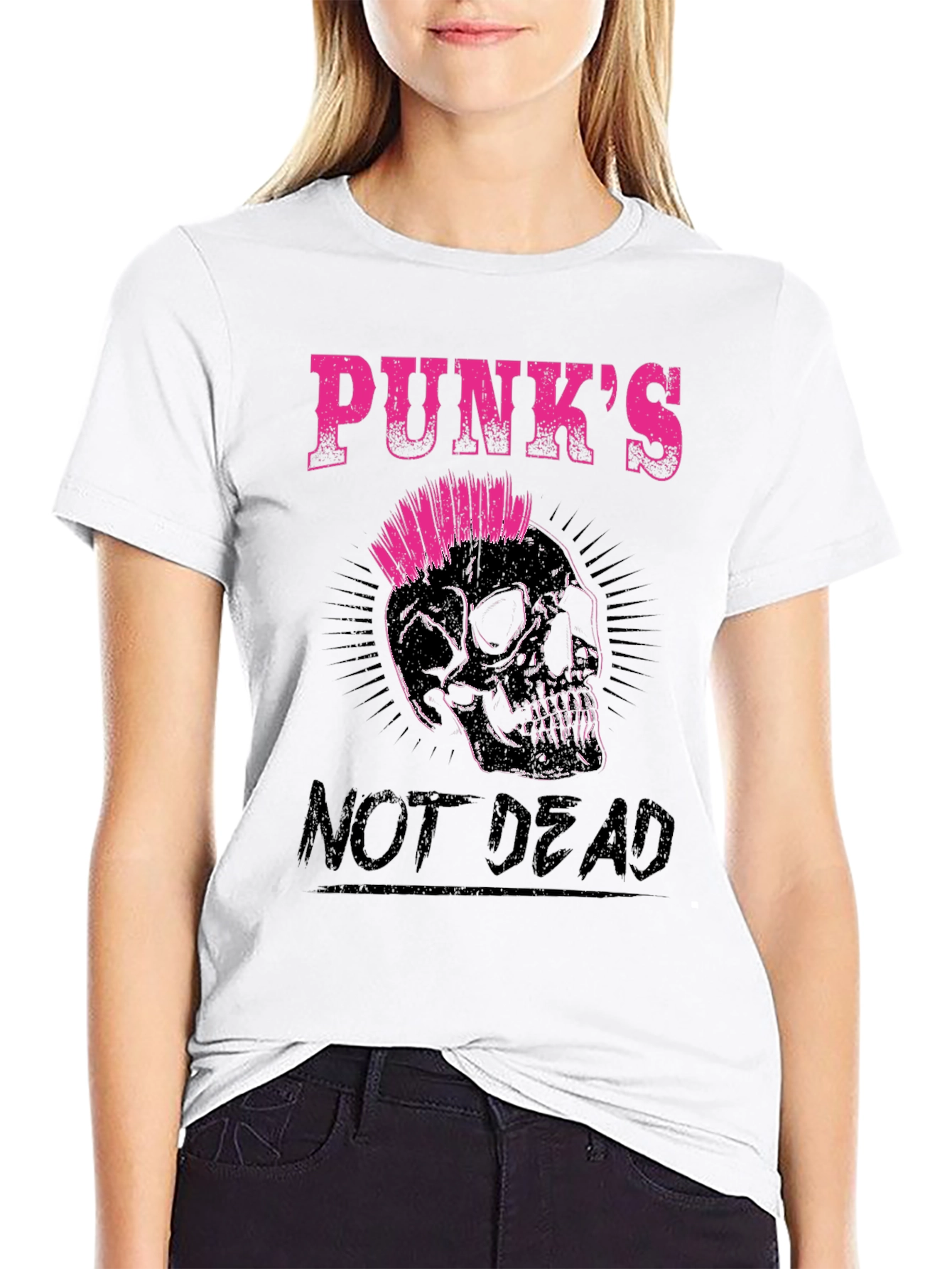 Punks Not Dead Skull Graphic Tee - Black