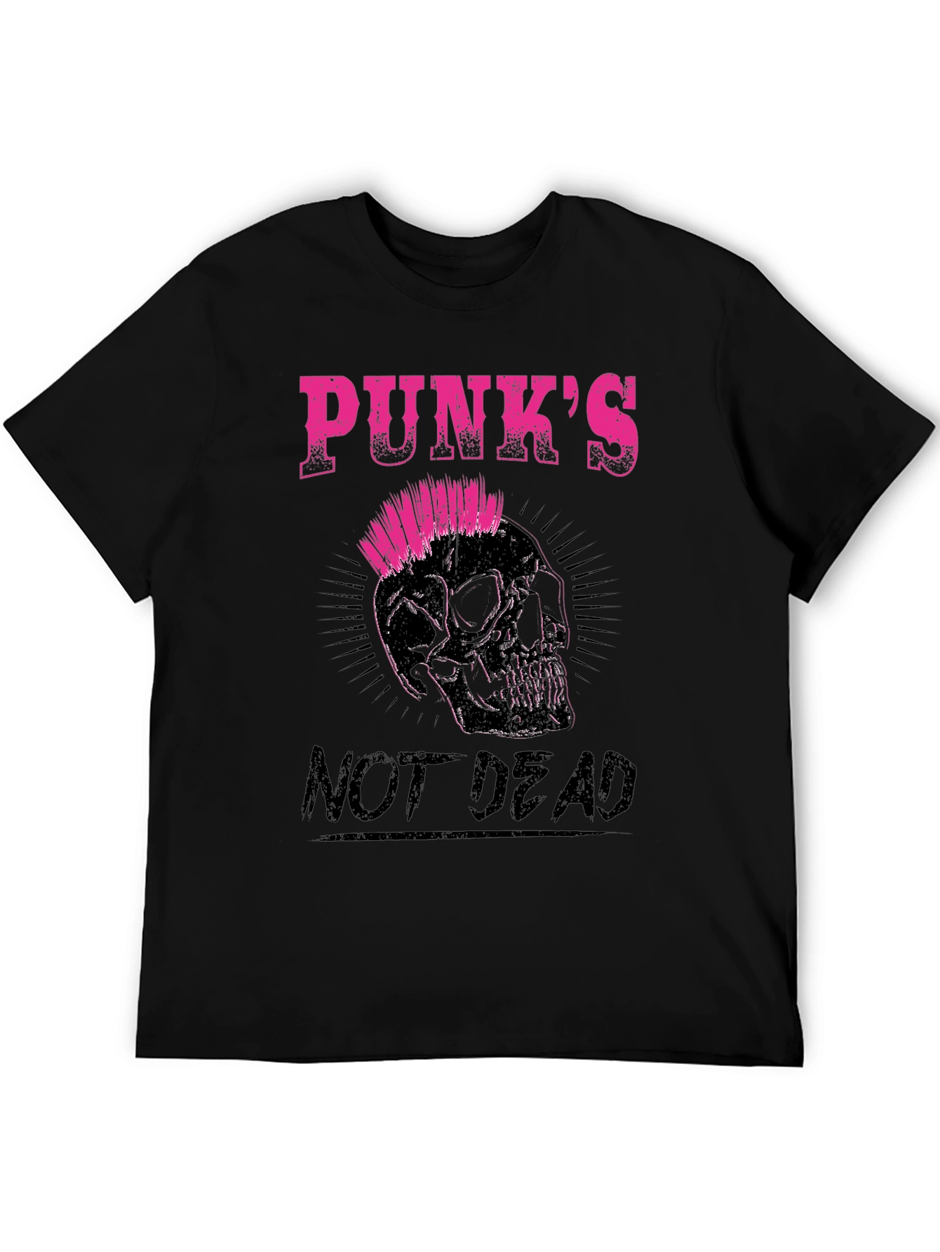 Punks Not Dead Skull Graphic Tee - Black