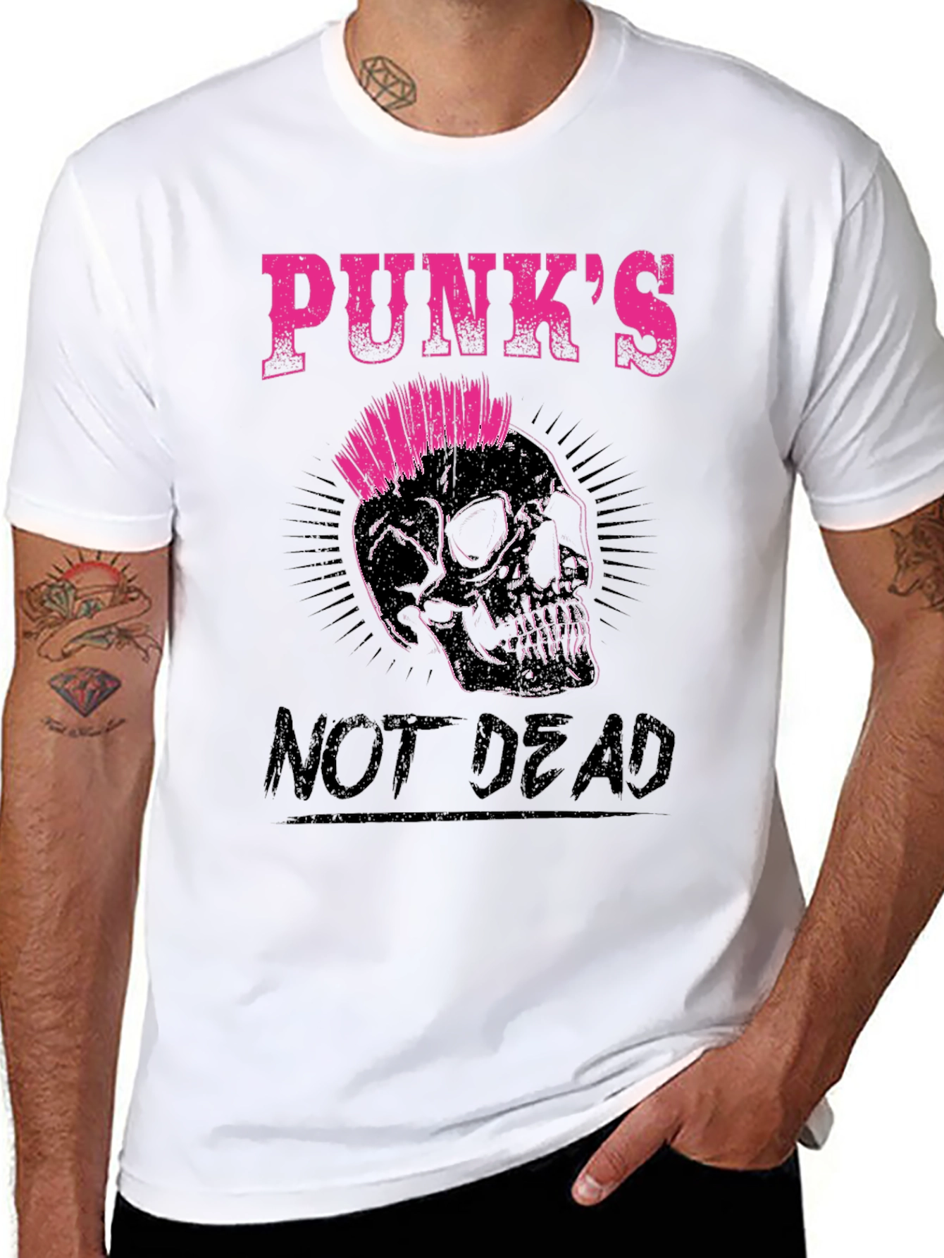 Punks Not Dead Skull Graphic Tee - Black