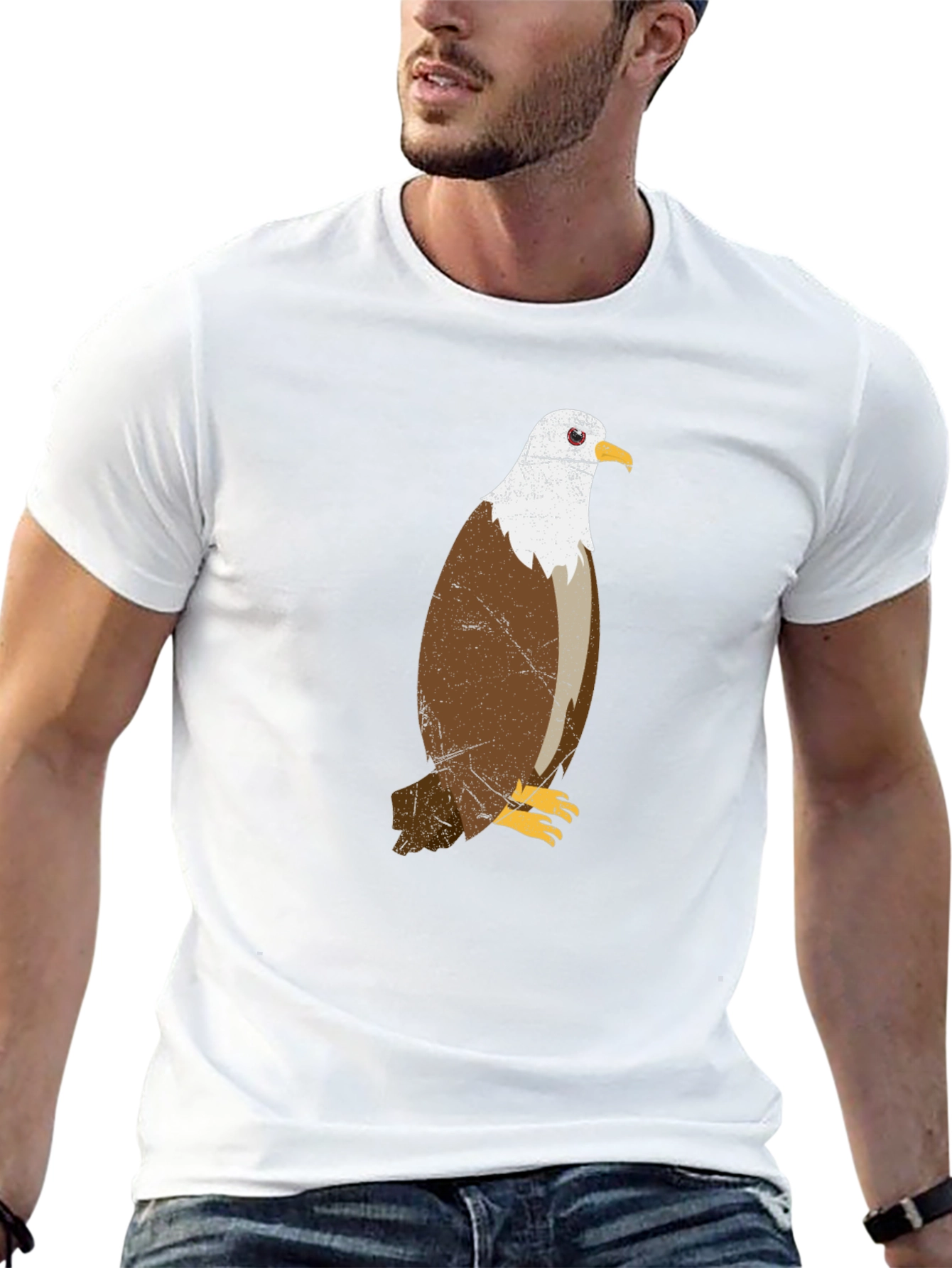 Eagle Graphic Print Mens Black T-Shirt