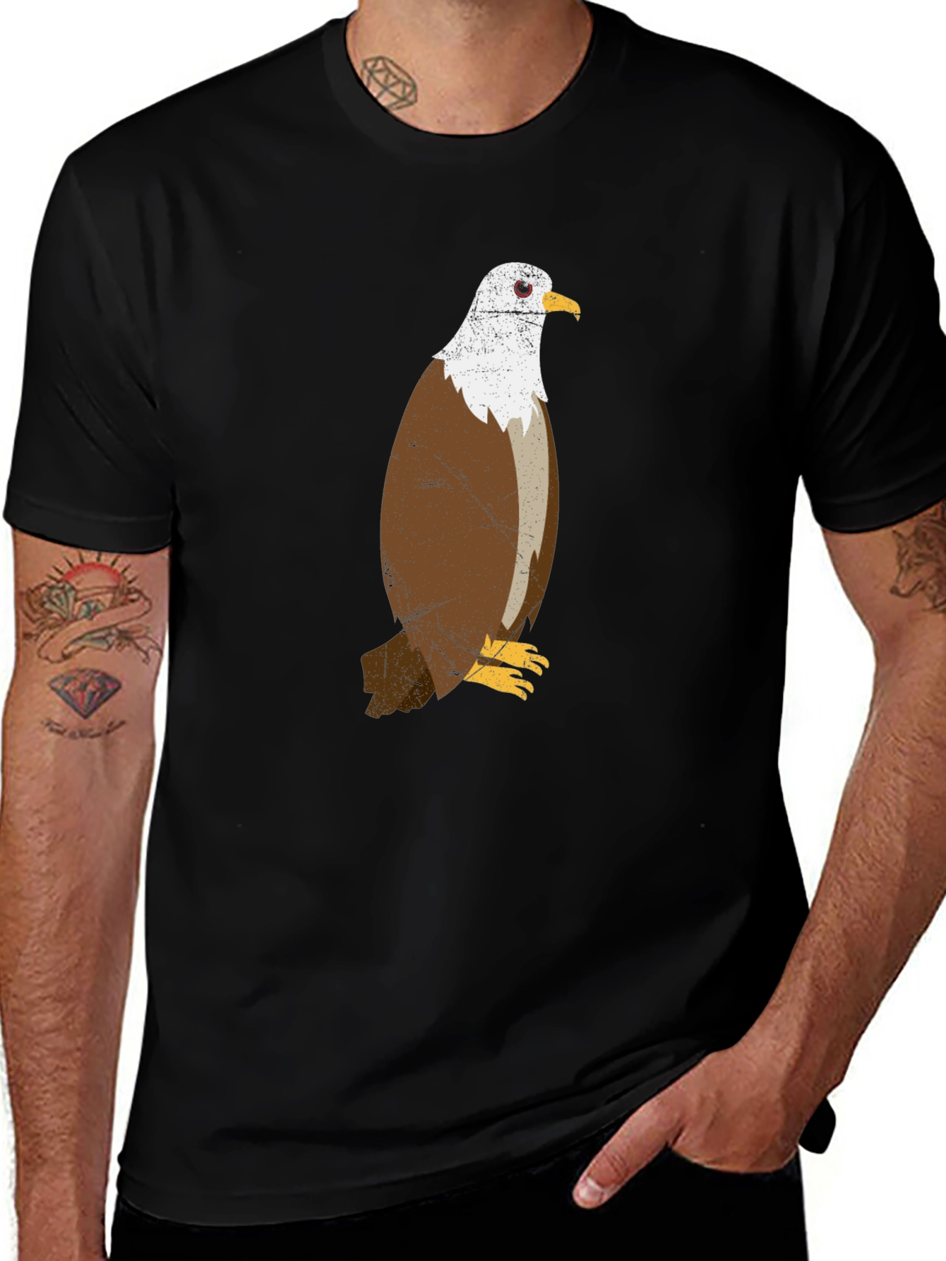 Eagle Graphic Print Mens Black T-Shirt