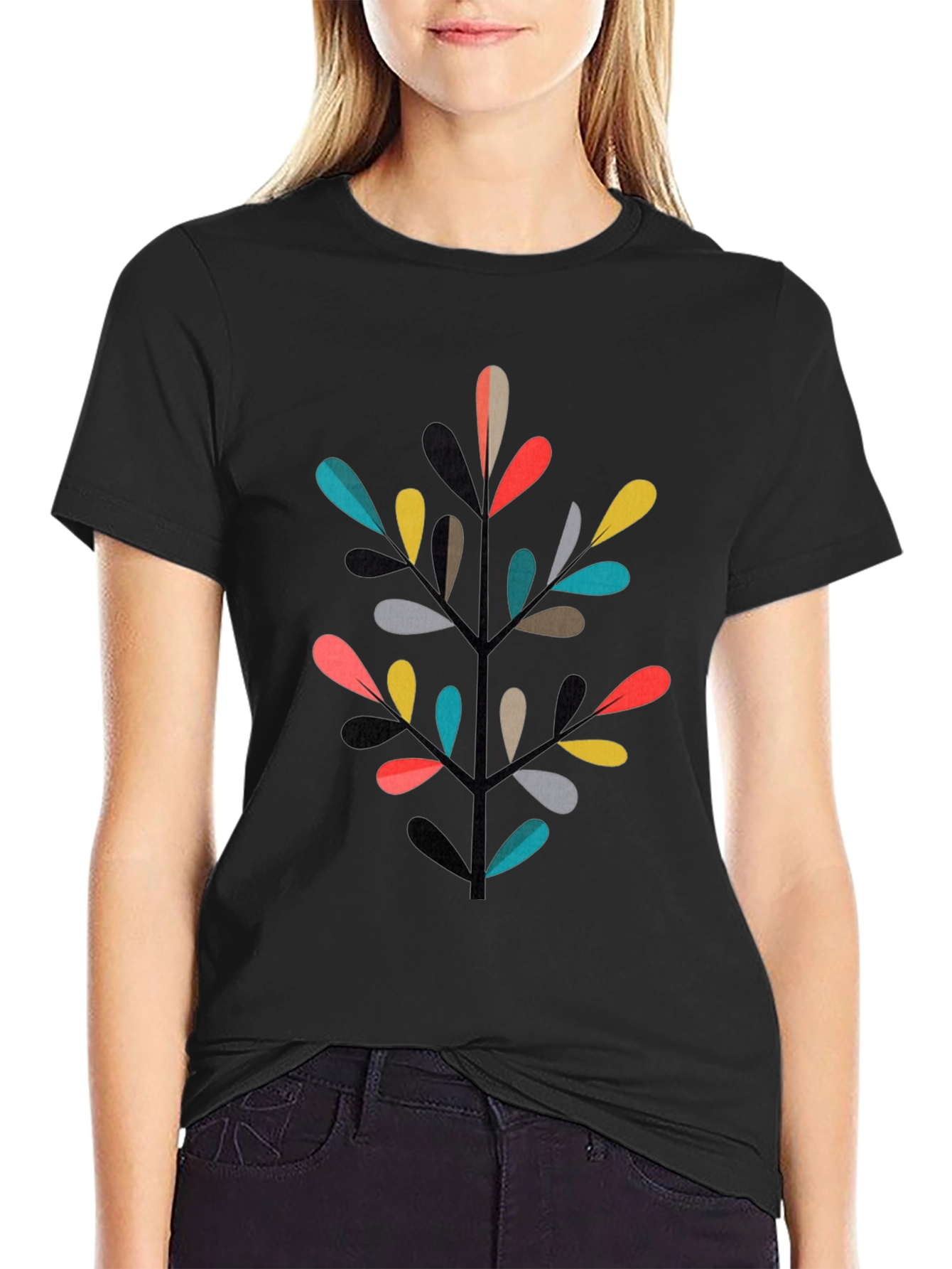 Modern Geometric Leaf T-Shirt