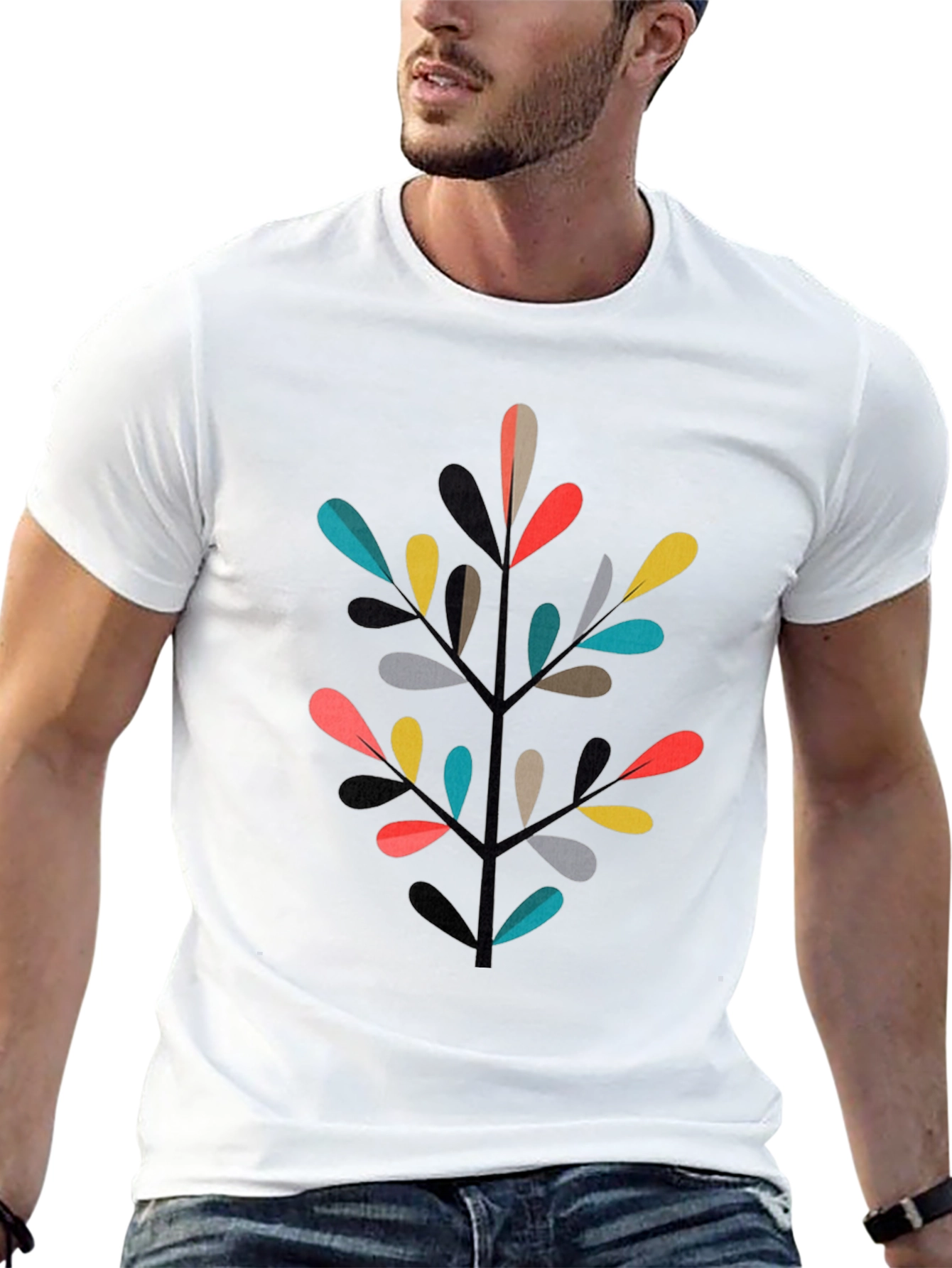 Modern Geometric Leaf T-Shirt