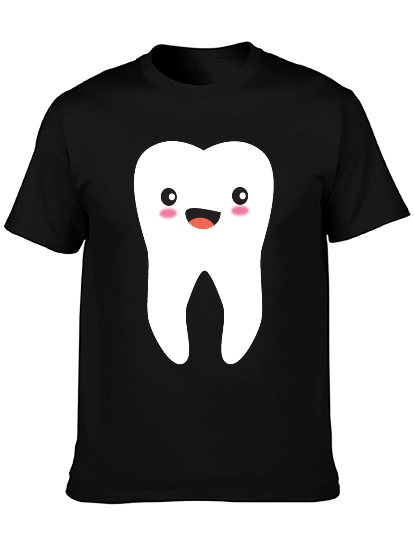 Cute Tooth Graphic Tee - Black Cotton T-Shirt