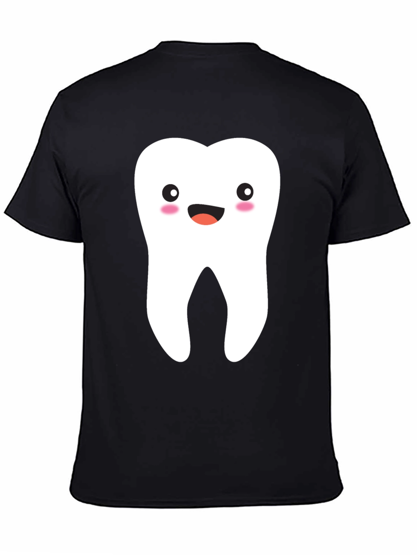 Cute Tooth Graphic Tee - Black Cotton T-Shirt