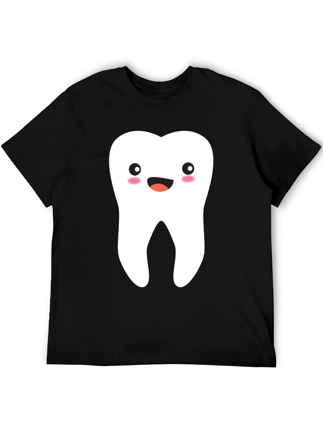 Cute Tooth Graphic Tee - Black Cotton T-Shirt