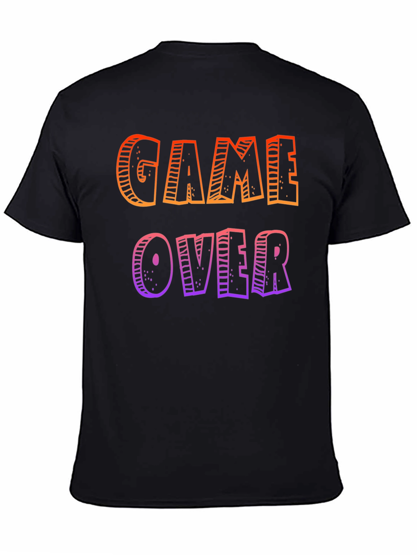 Game Over Graphic Tee - Black Cotton Casual T-Shirt