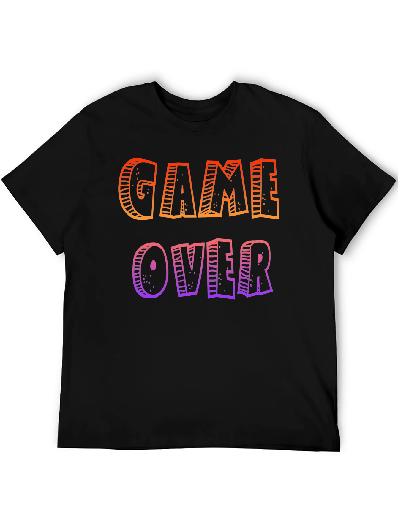 Game Over Graphic Tee - Black Cotton Casual T-Shirt