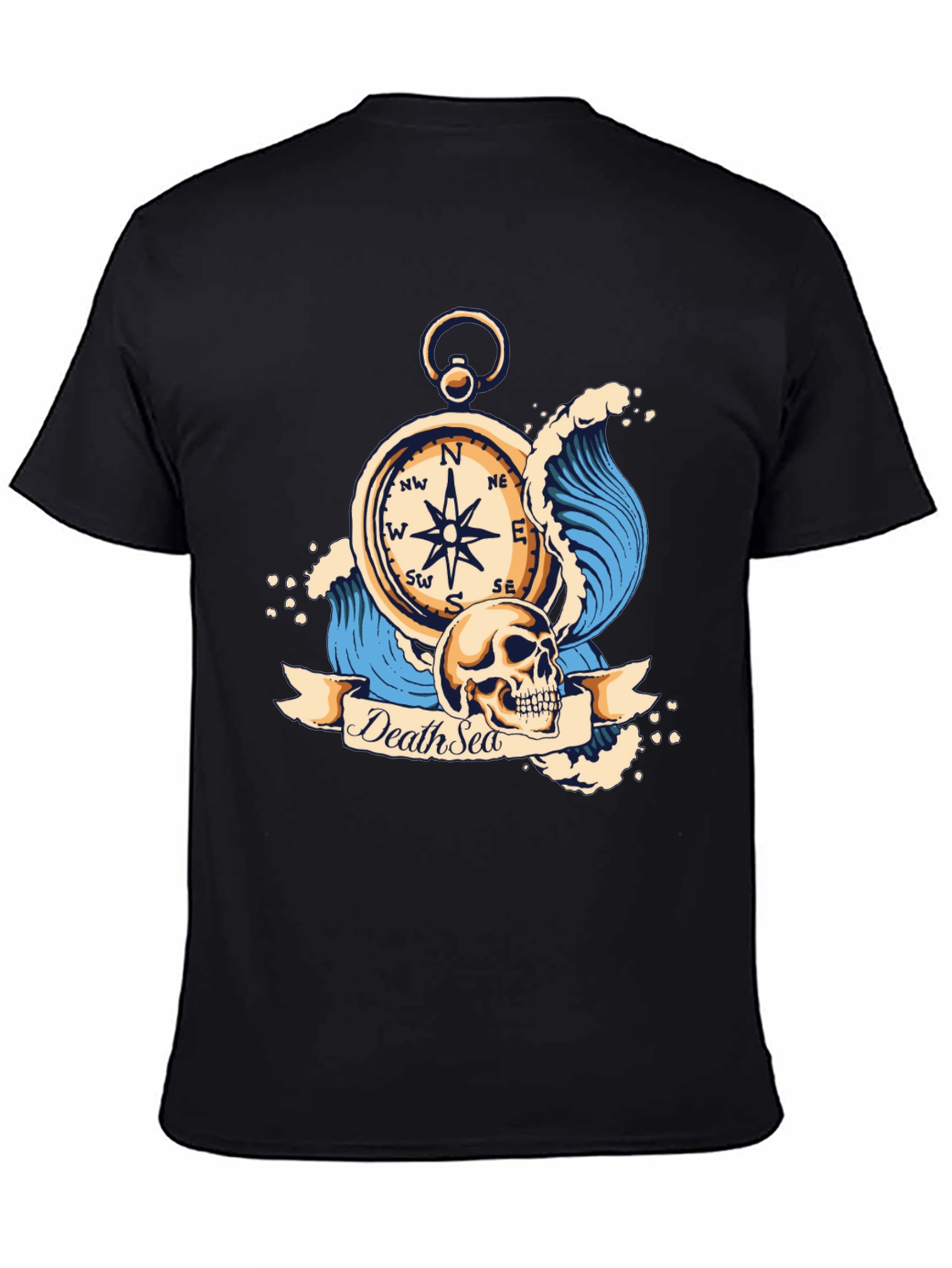 Death Sea Skull Compass Graphic Tee - Black