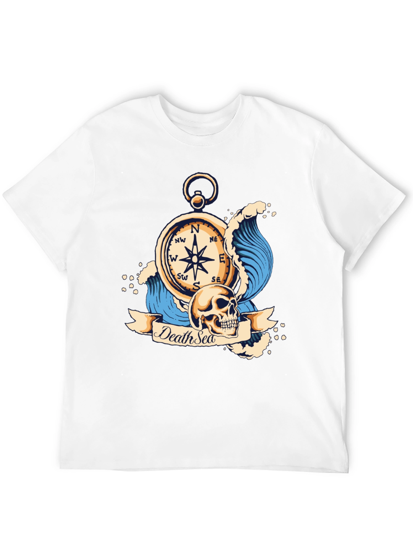 Death Sea Skull Compass Graphic Tee - Black