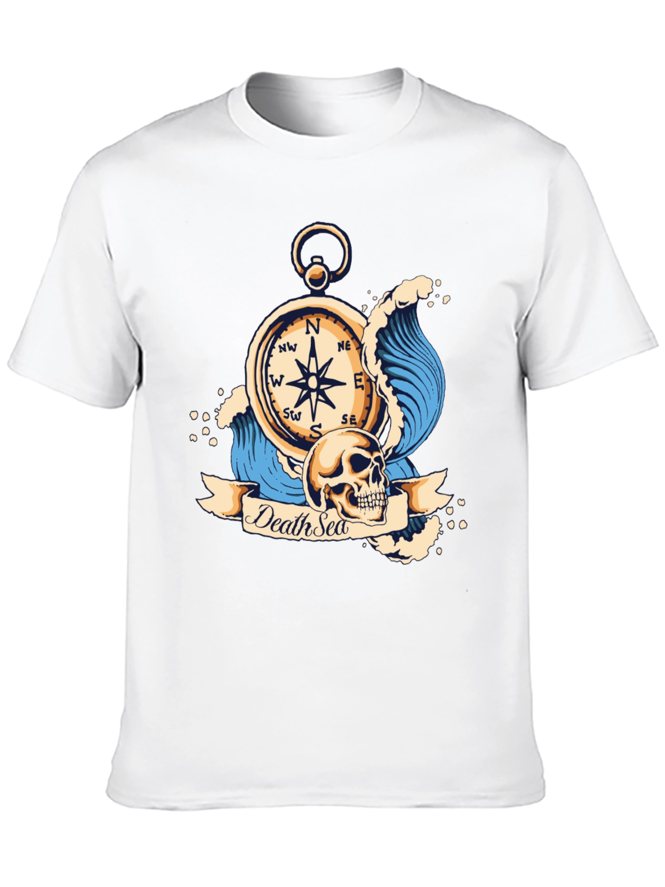 Death Sea Skull Compass Graphic Tee - Black