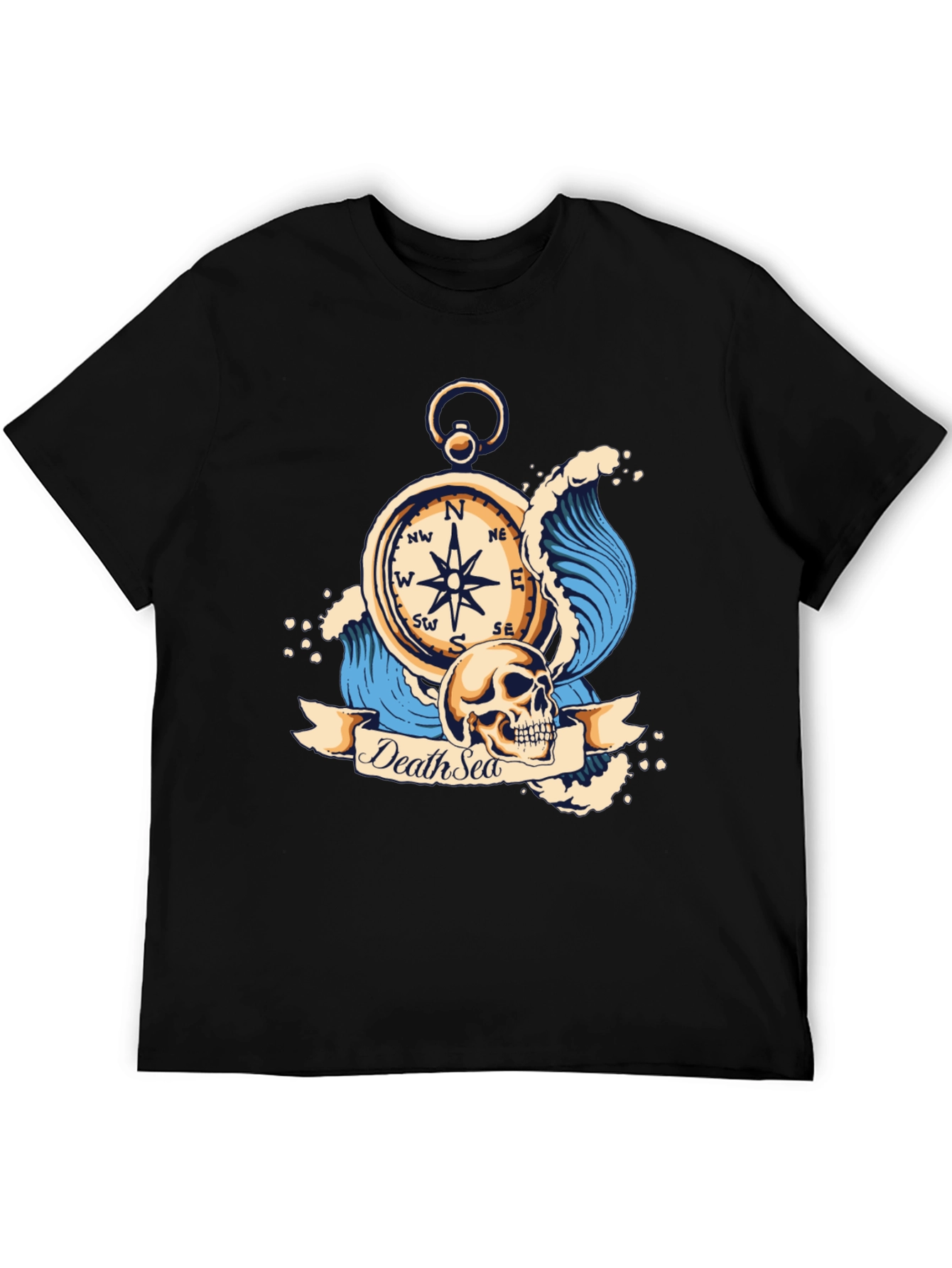 Death Sea Skull Compass Graphic Tee - Black