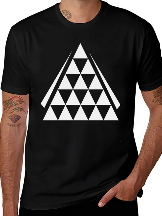 Geometric Triangle Graphic Tee - Black