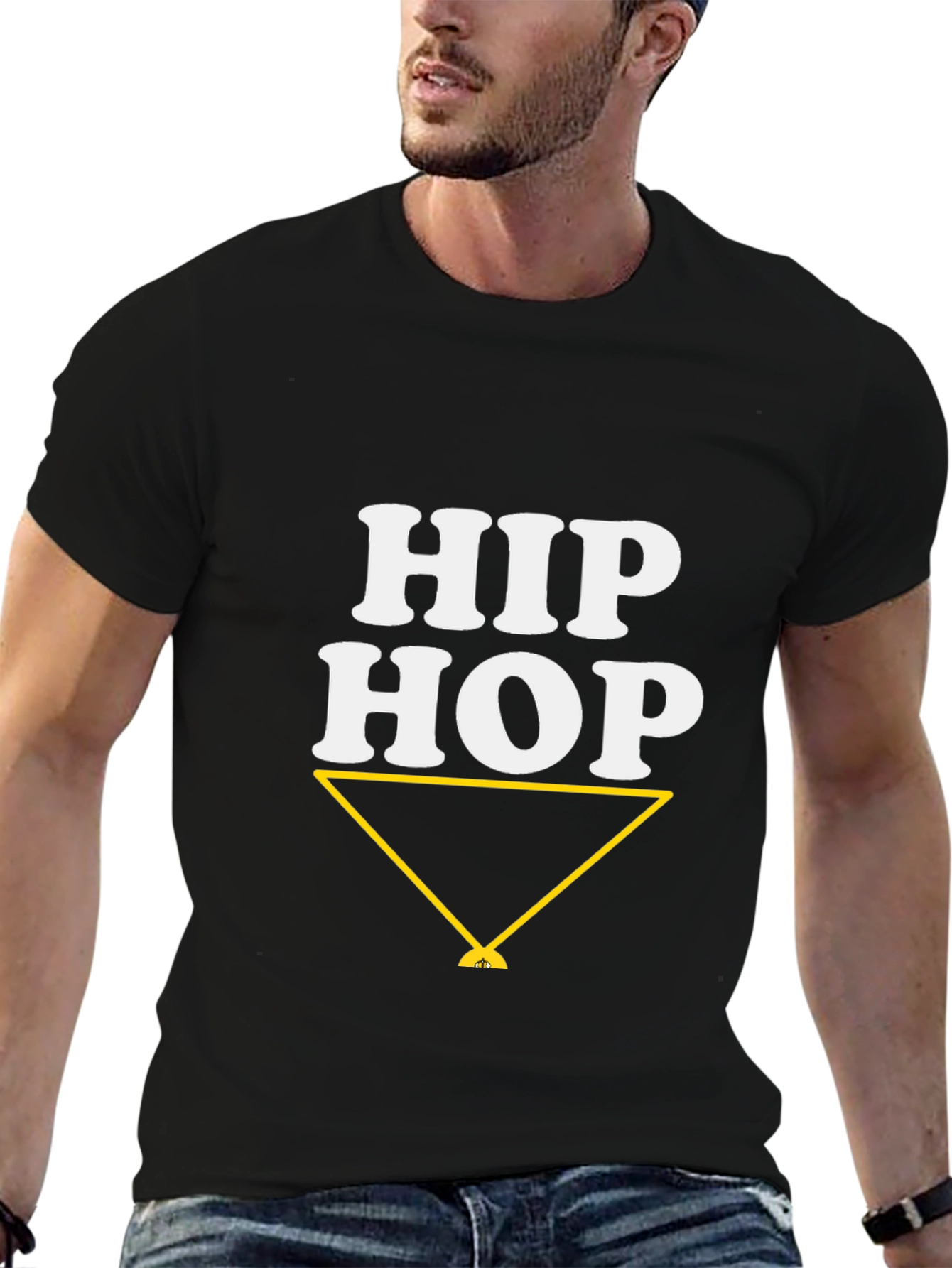 Hip Hop Graphic Tee - Stylish Casual Black T-Shirt