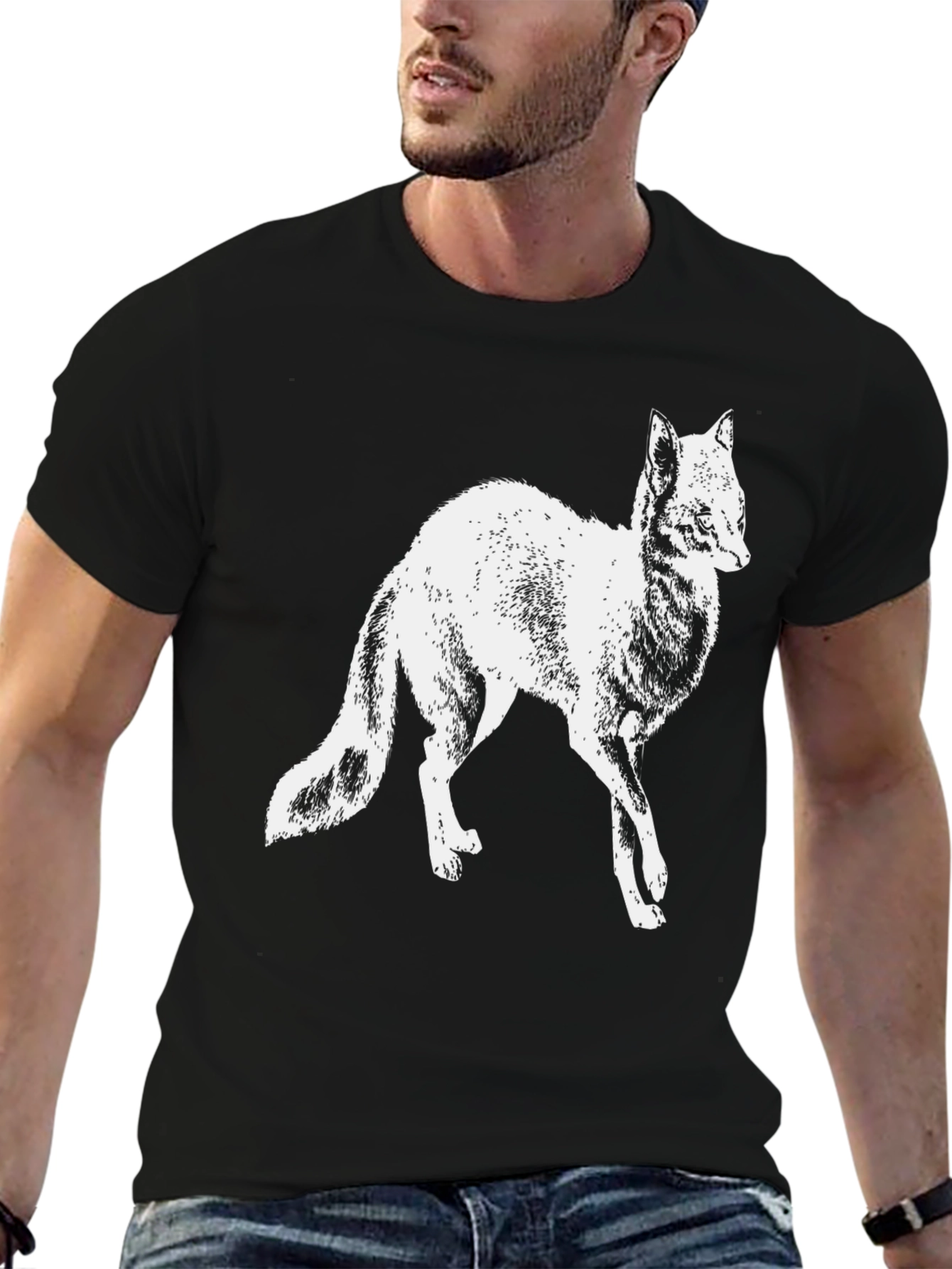 Fox Graphic T-Shirt - Black Crew Neck Tee