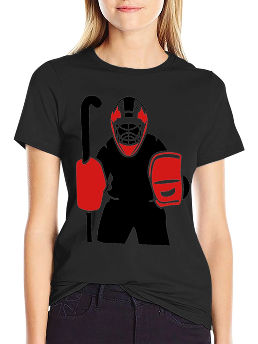 Hockey Goalie Graphic Tee - Black Cotton T-Shirt