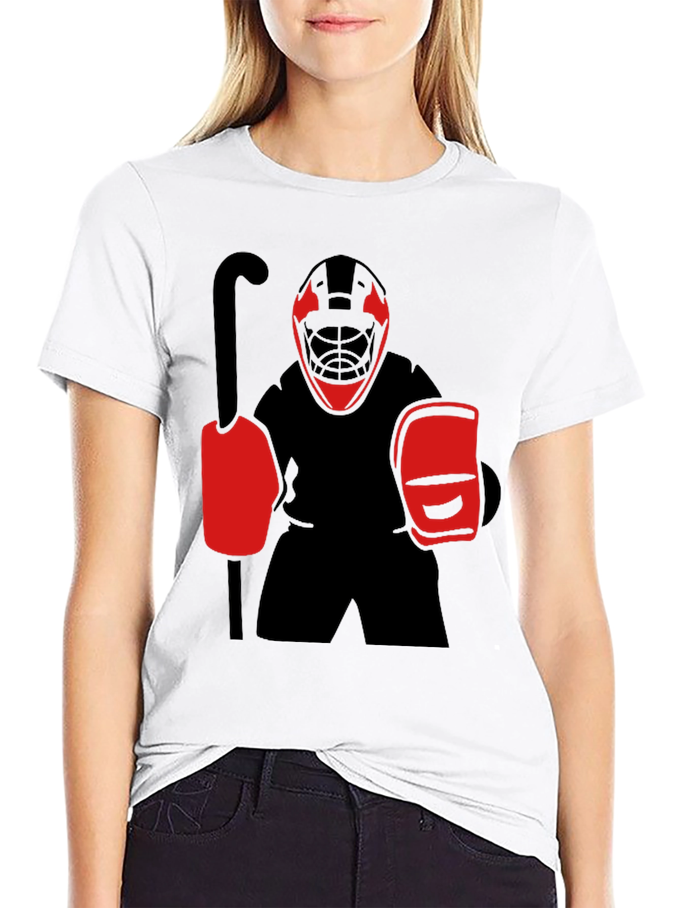 Hockey Goalie Graphic Tee - Black Cotton T-Shirt