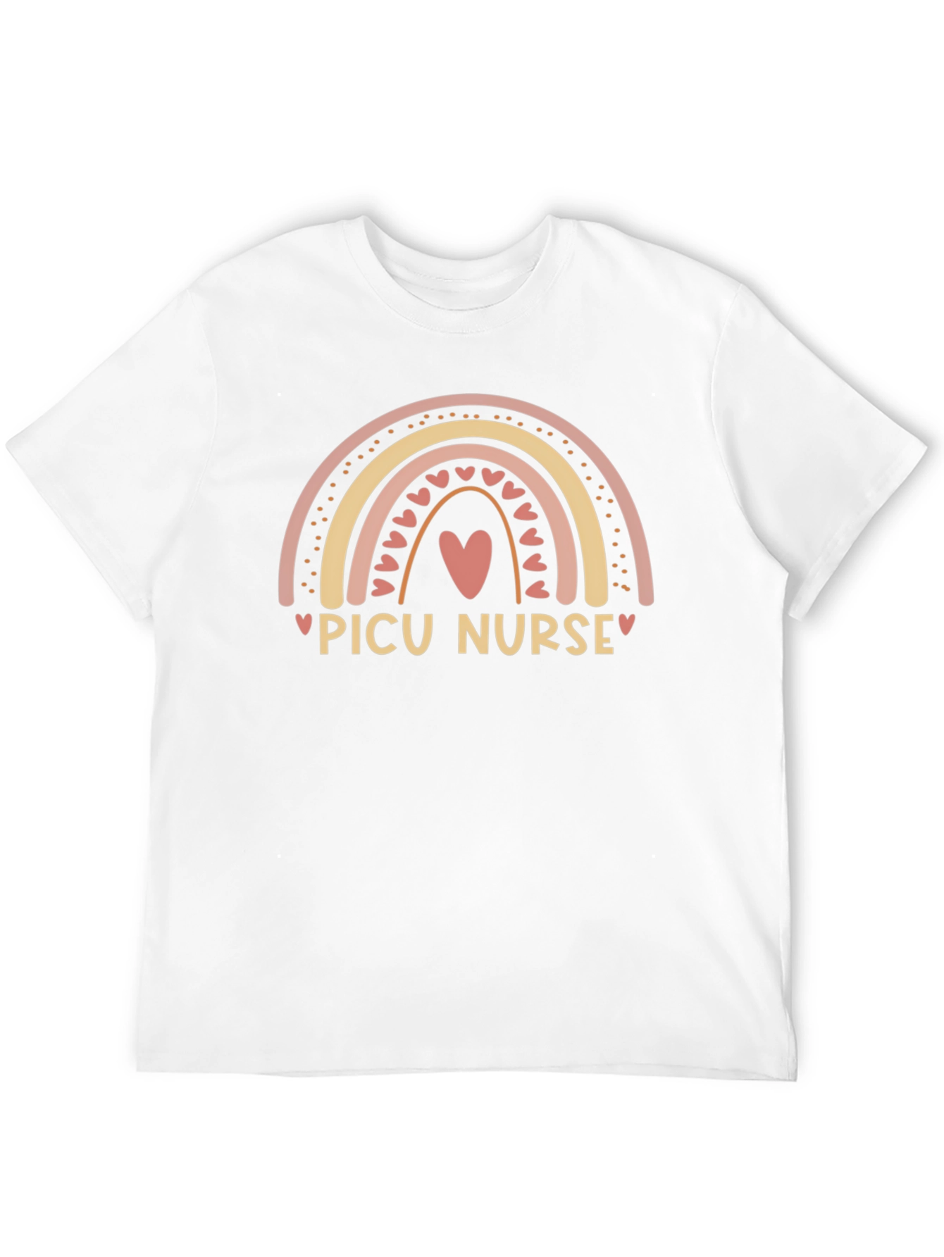 PICU Nurse Rainbow Heart T-Shirt - Black Cotton