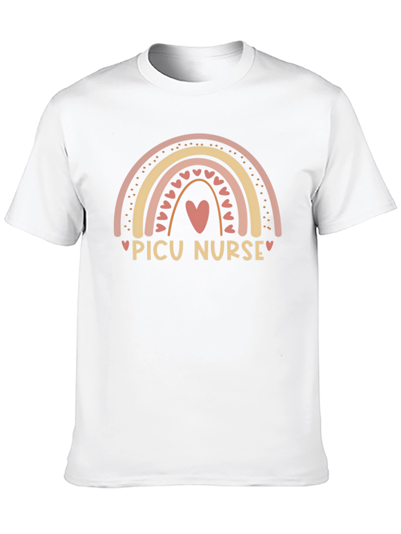 PICU Nurse Rainbow Heart T-Shirt - Black Cotton