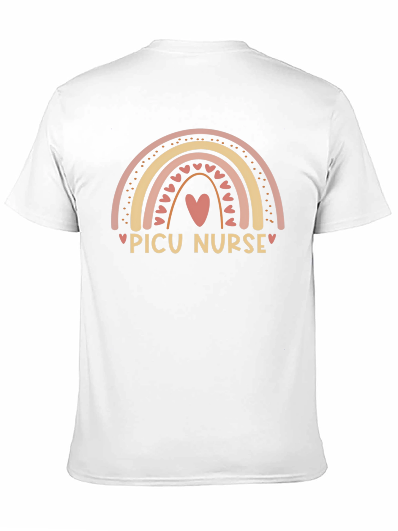PICU Nurse Rainbow Heart T-Shirt - Black Cotton