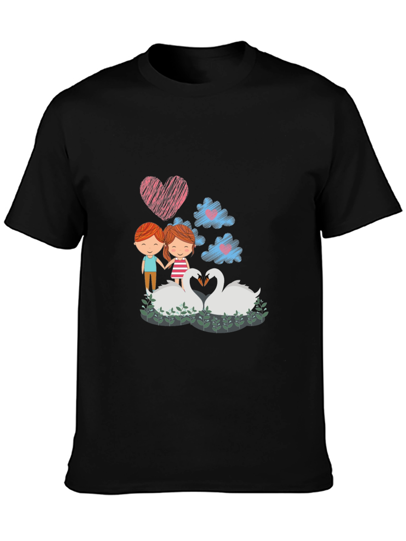 Romantic Swans Couple Graphic Tee