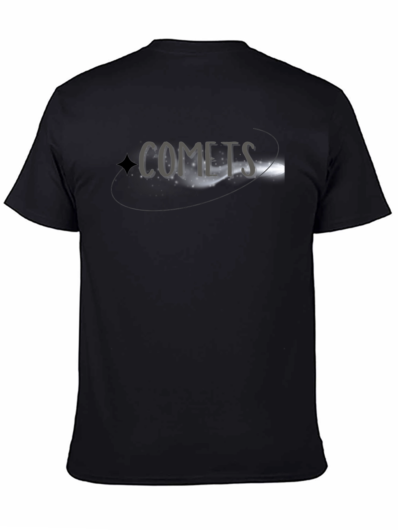 Comets Graphic Tee - Black Cotton Blend Casual T-Shirt