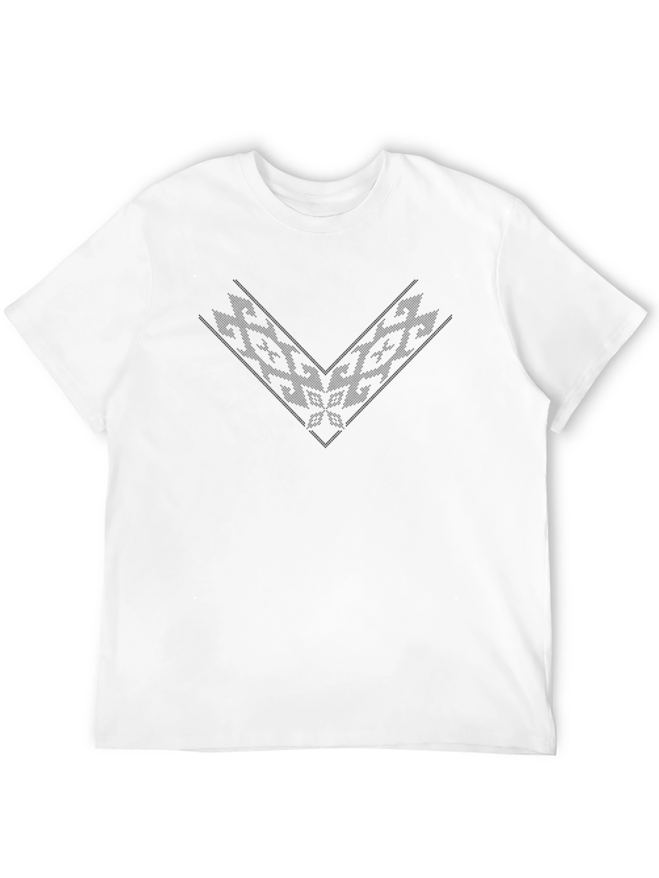 Geometric V-Neck Mens Black T-Shirt