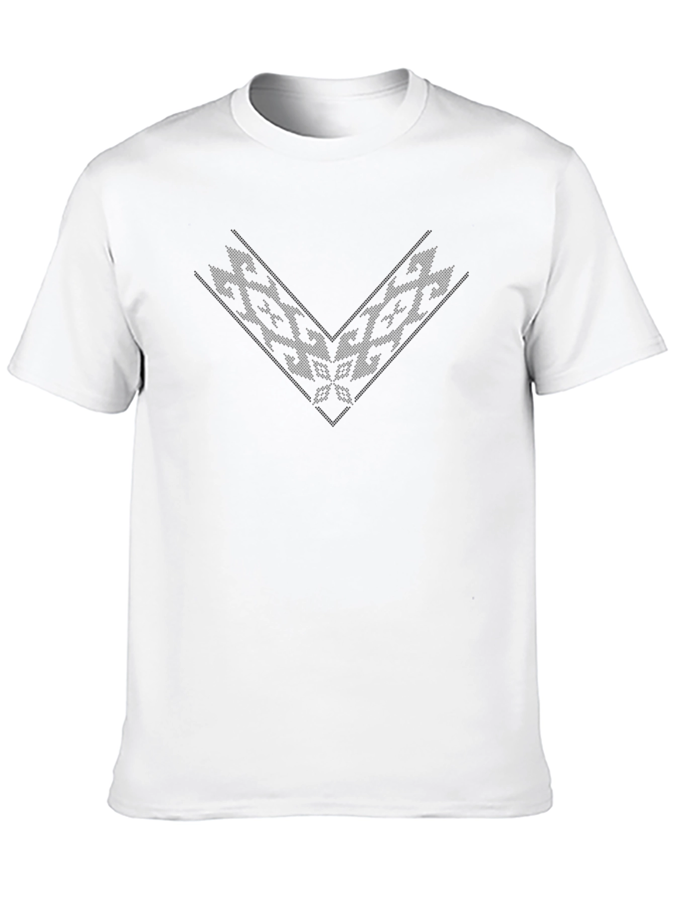 Geometric V-Neck Mens Black T-Shirt
