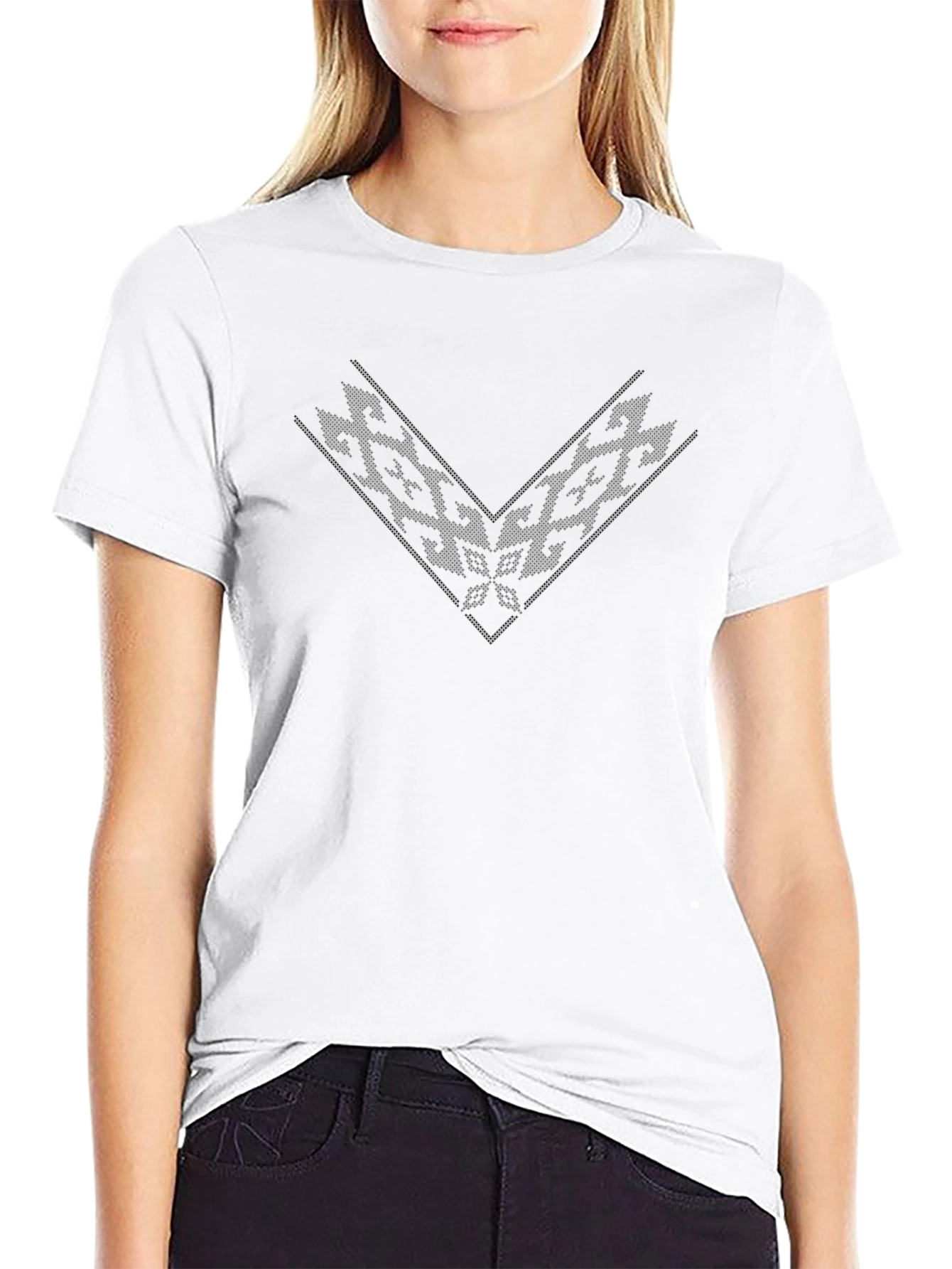 Geometric V-Neck Mens Black T-Shirt