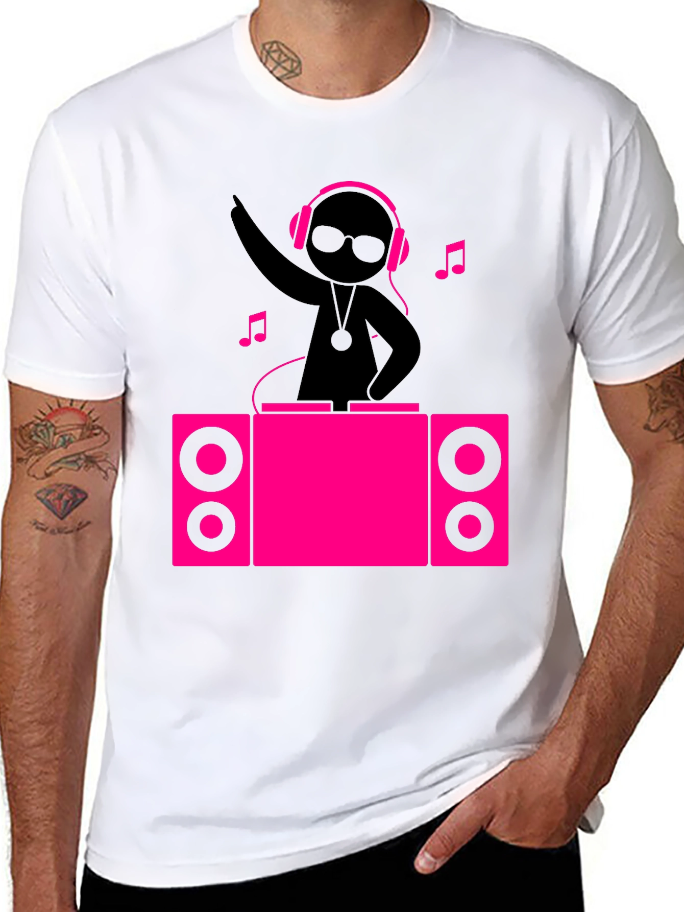 DJ Stick Figure Graphic Tee - Music Lover T-Shirt