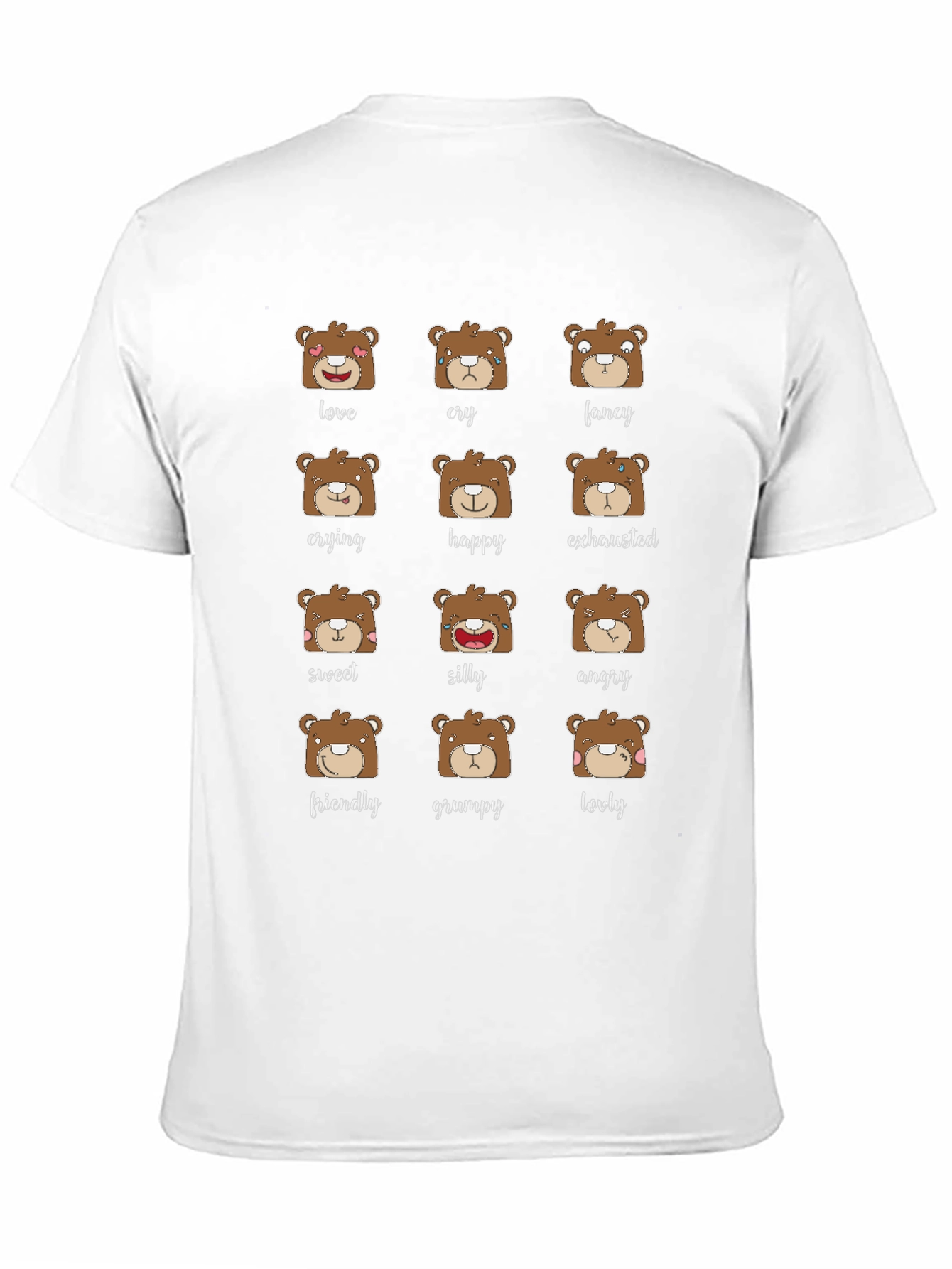 Emotional Bear T-Shirt - Cute Expressions Graphic Tee