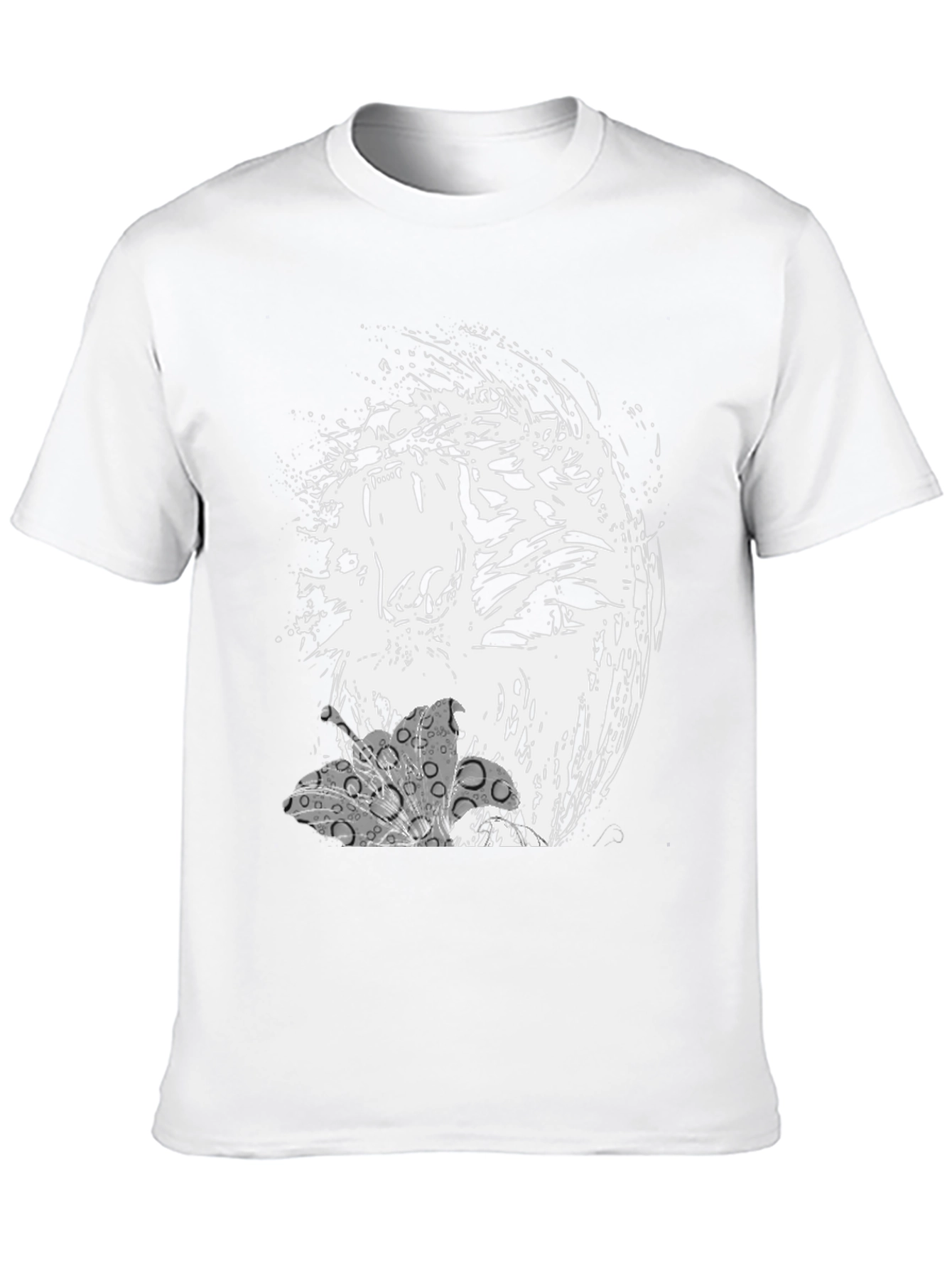 Abstract Tiger Graphic Print Black T-Shirt