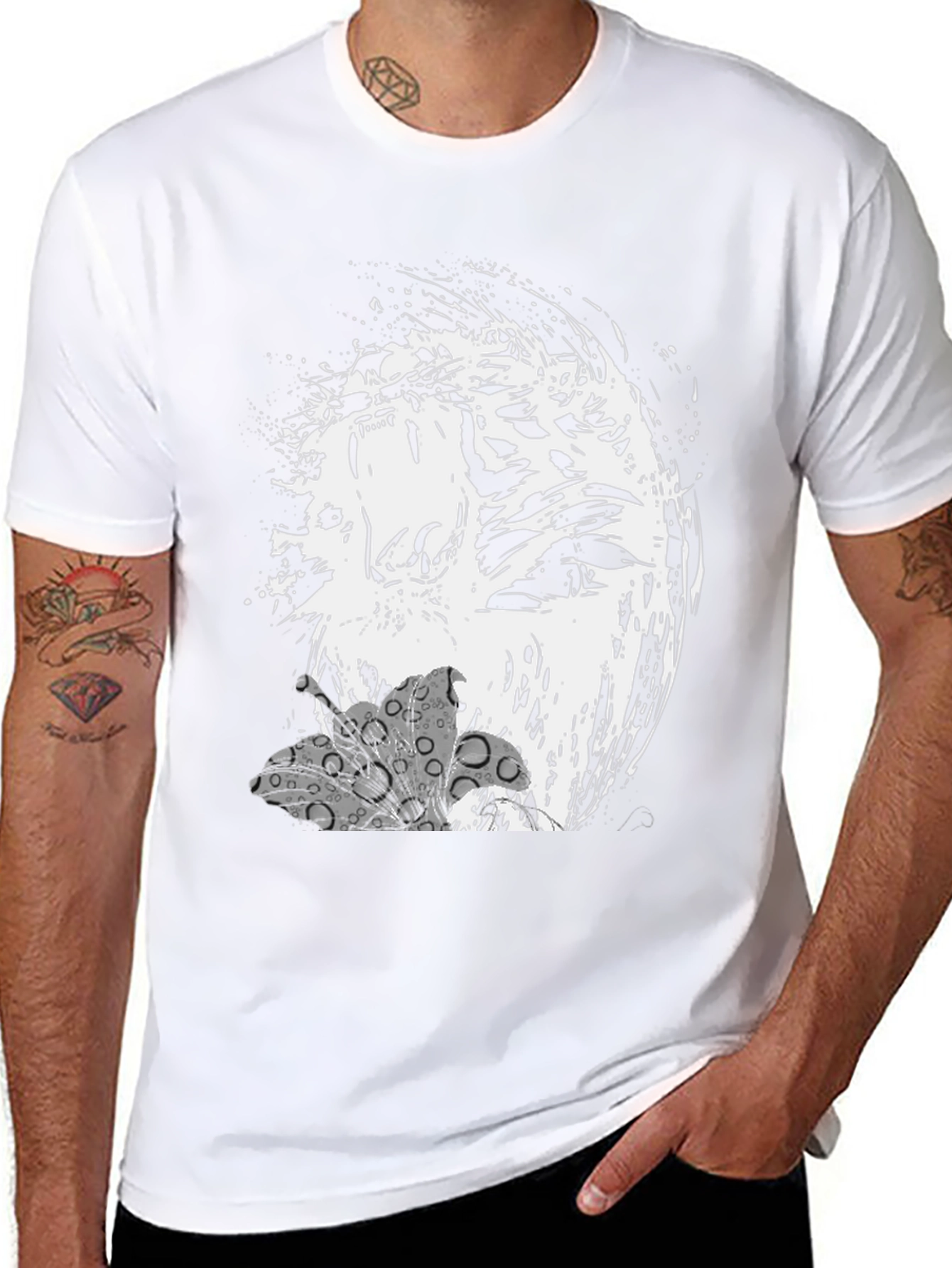 Abstract Tiger Graphic Print Black T-Shirt