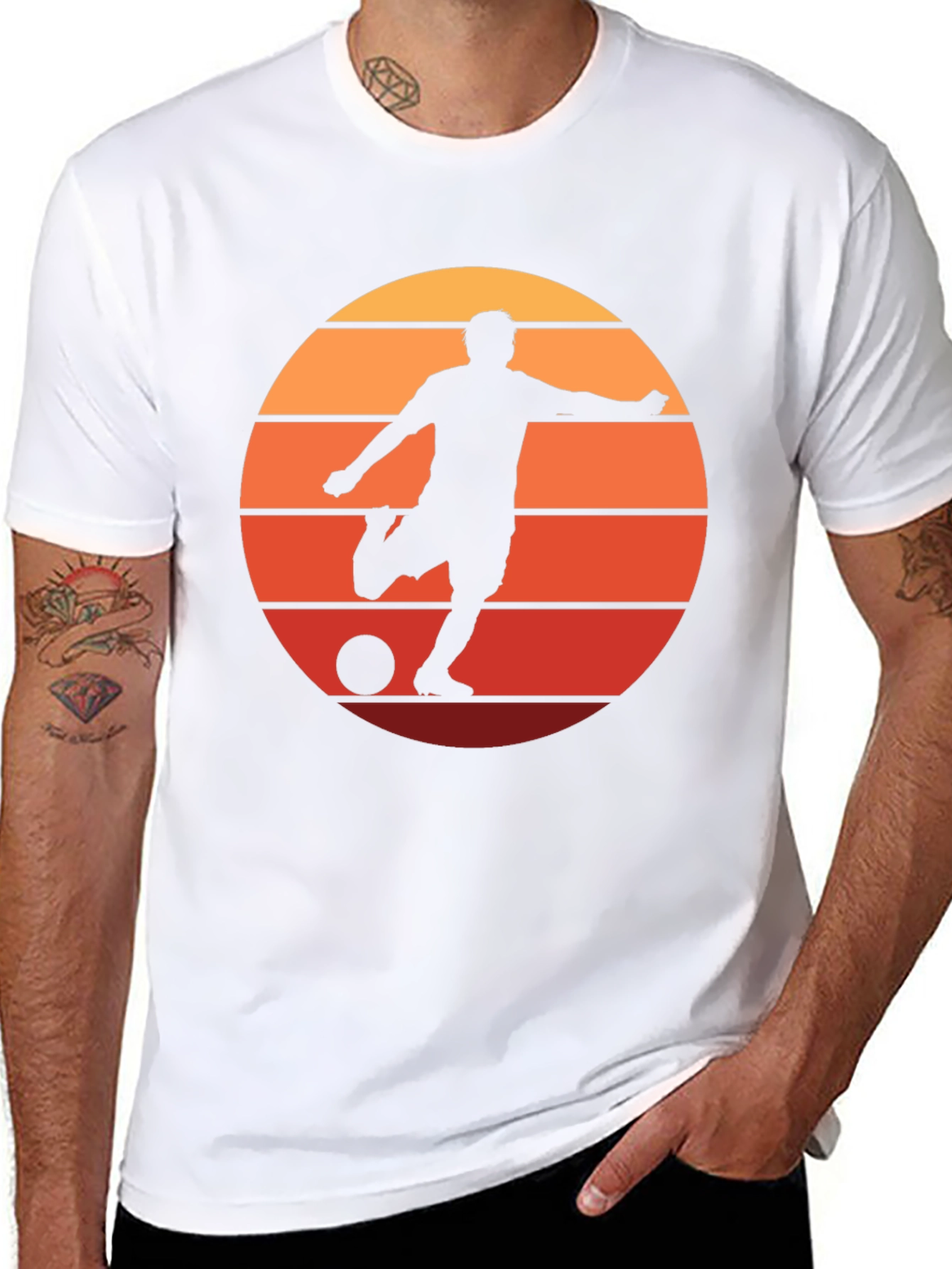Sunset Soccer Silhouette Graphic Tee